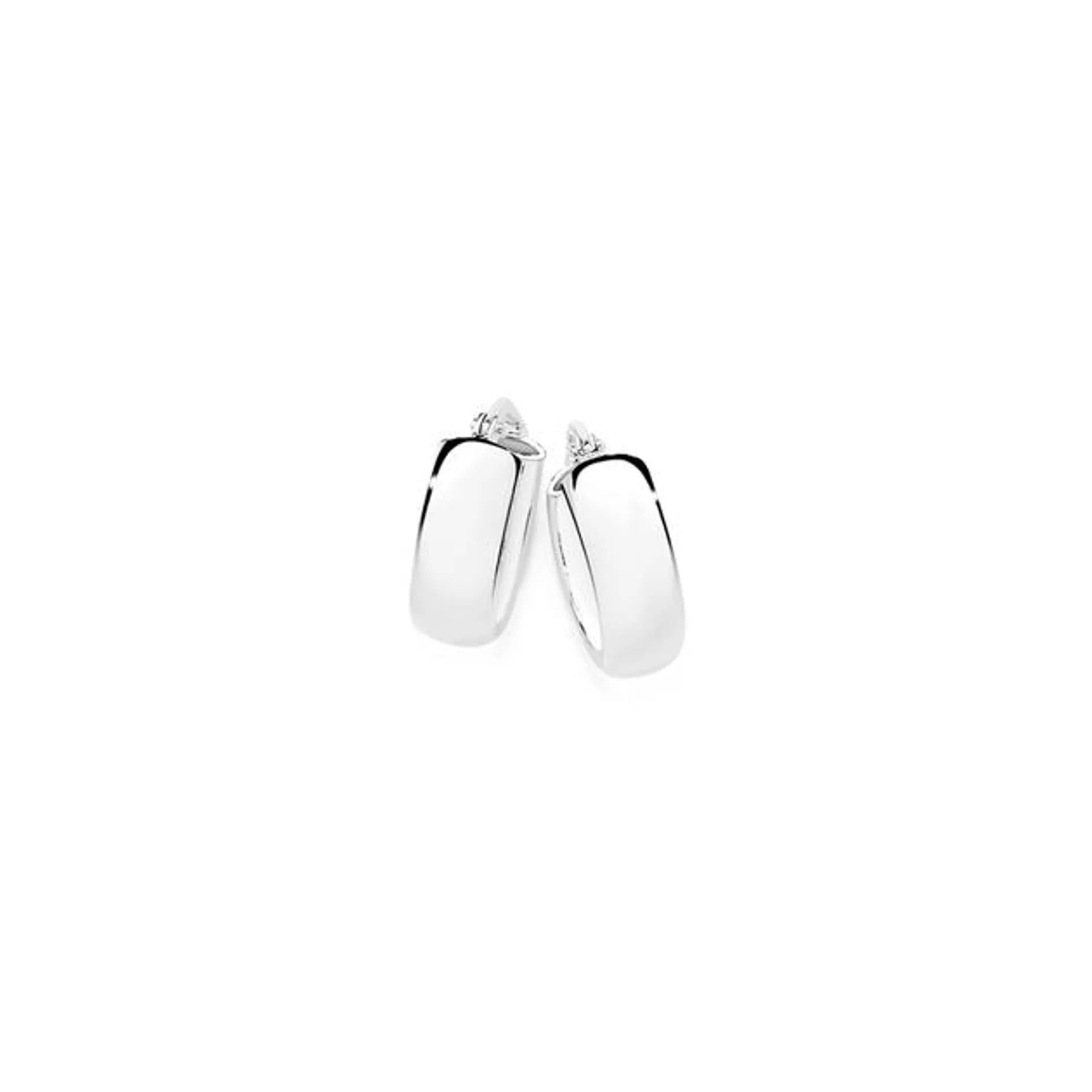 Silver 10mm Half Round Hoop Earrings