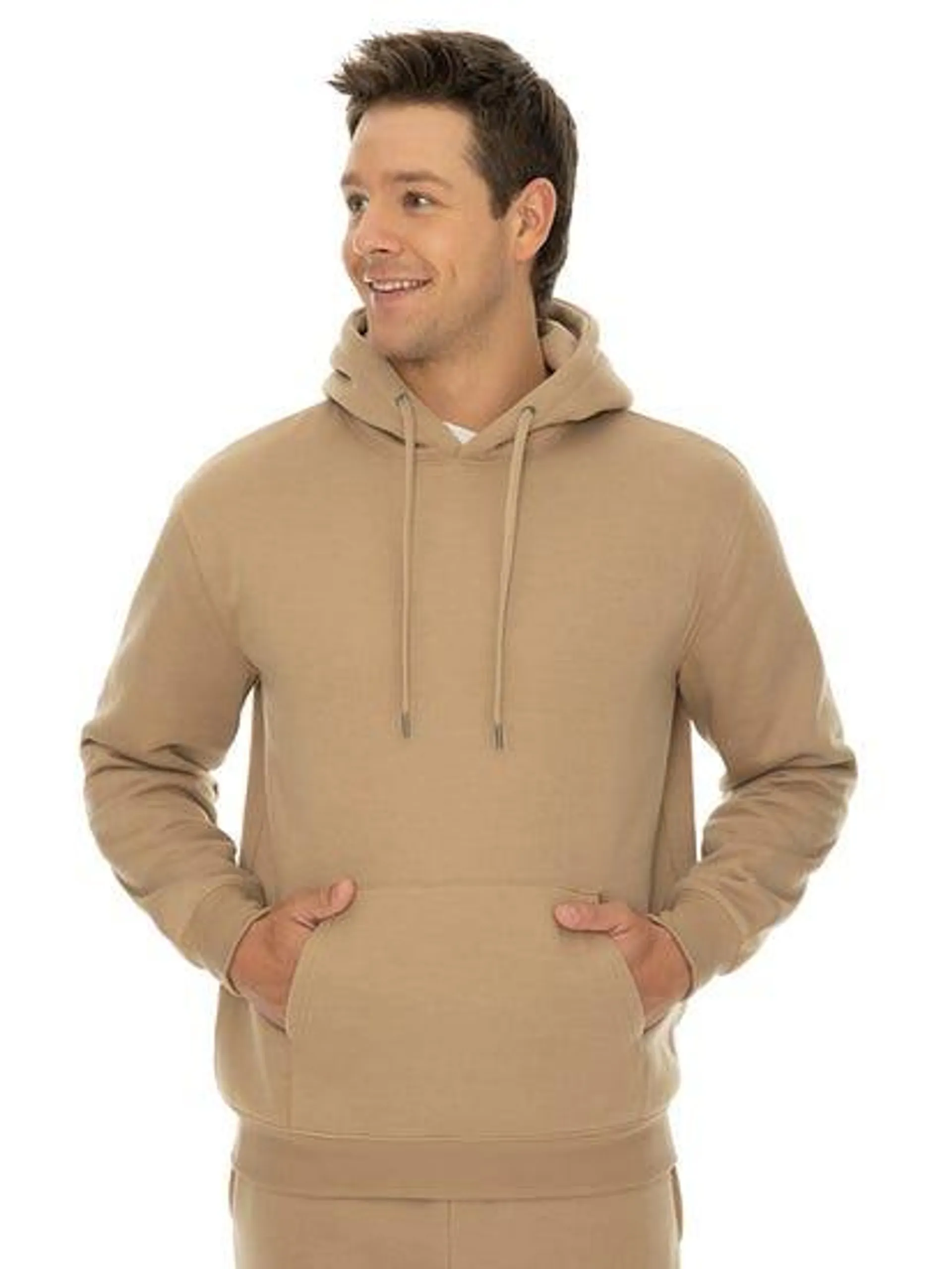 Mens Fleece Popover Hoodie Caramel