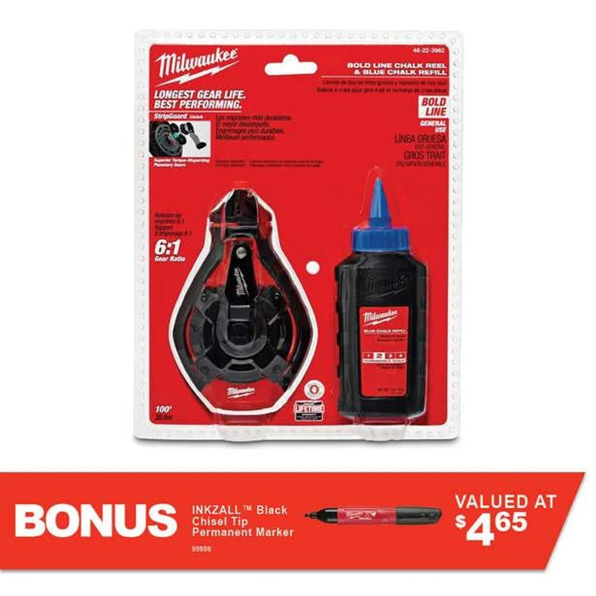 MILWAUKEE 30m ABS Bold Line Chalk Reel Kit with Blue Chalk 48223982