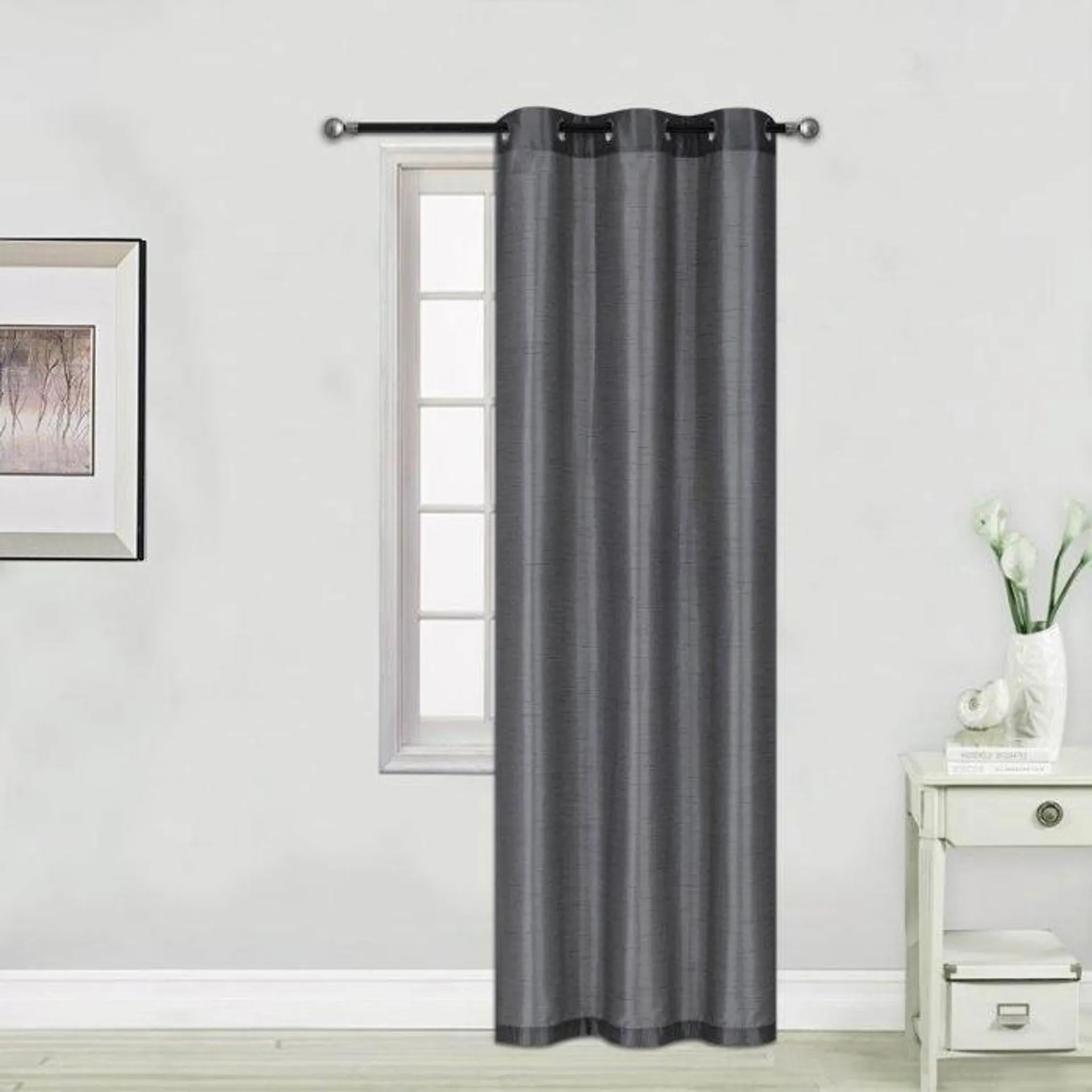 Faux Silk Eyelet Curtains Asst