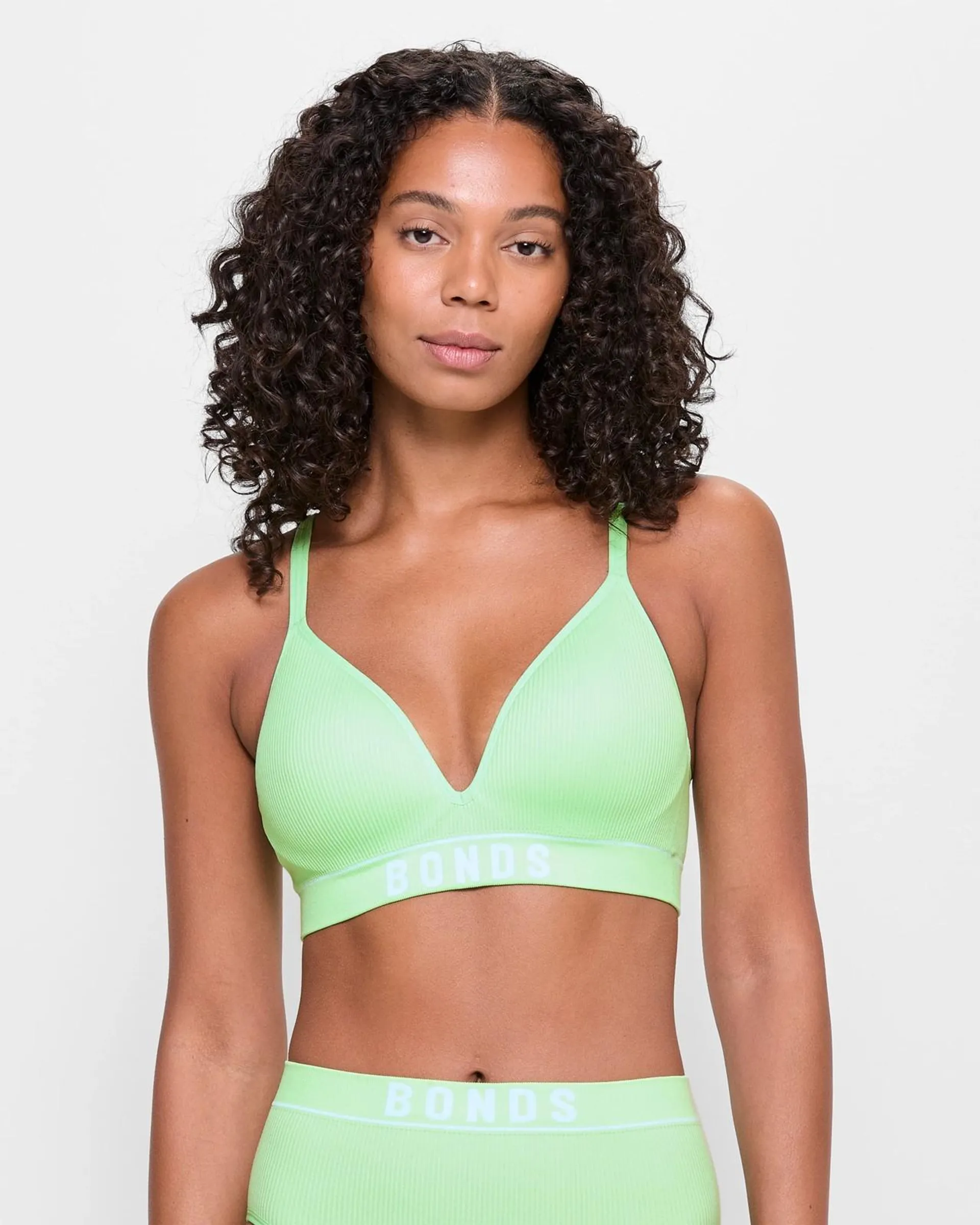 Retro Rib T-Shirt Crop Bra - Bonds - Gravity Green