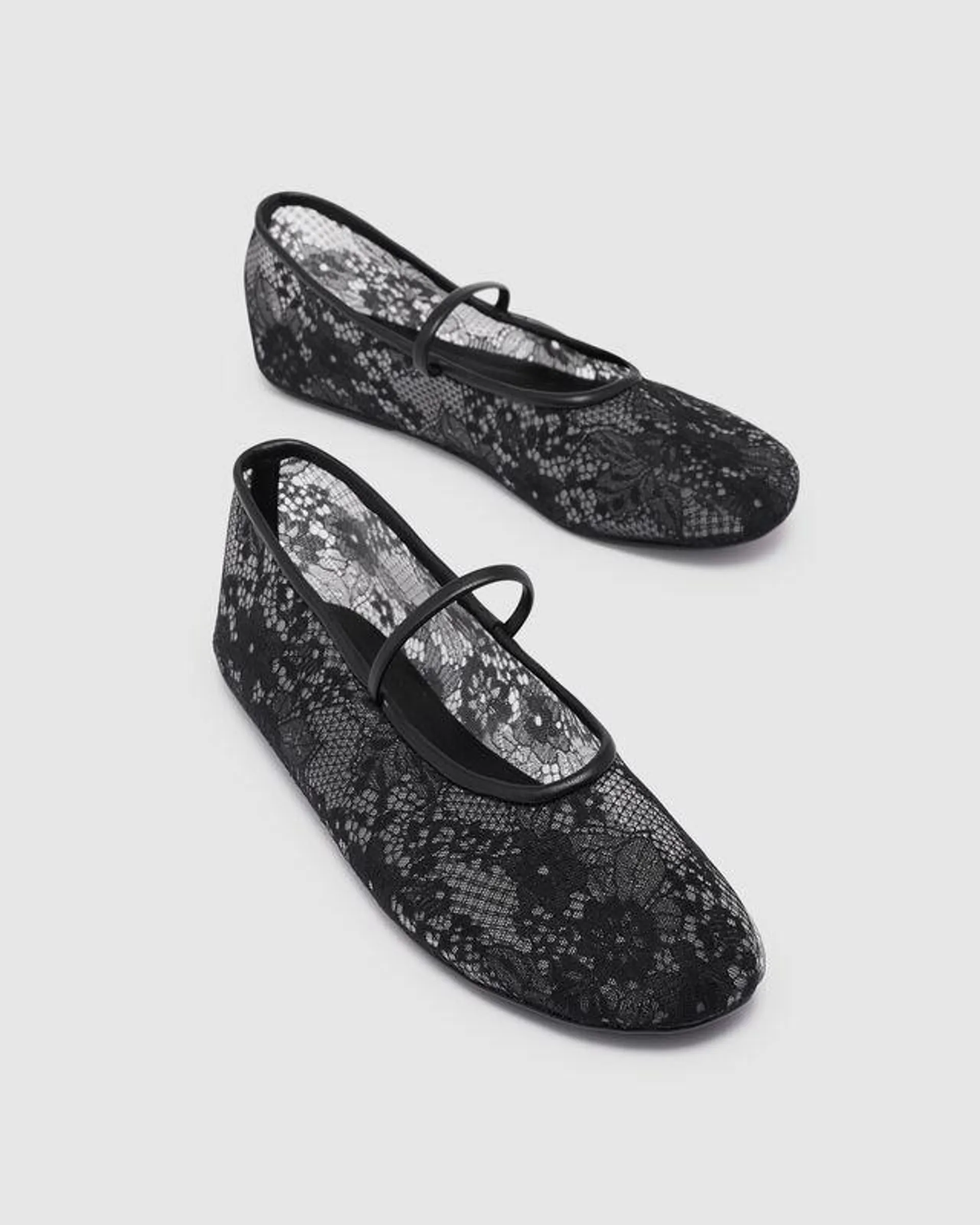 Monamour Ballet Flat Black Lace