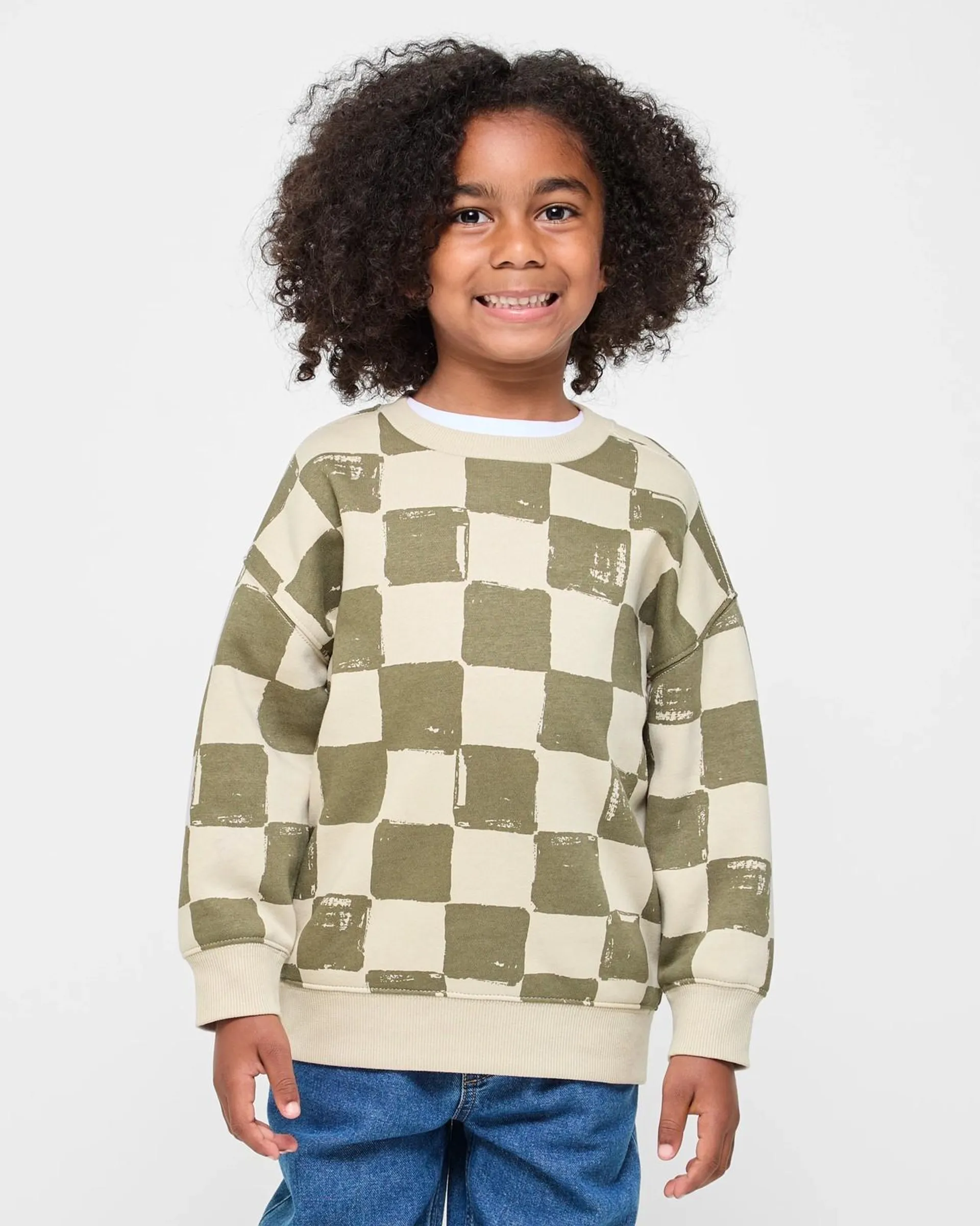 Oversize Fleece Jumper - Brown Check