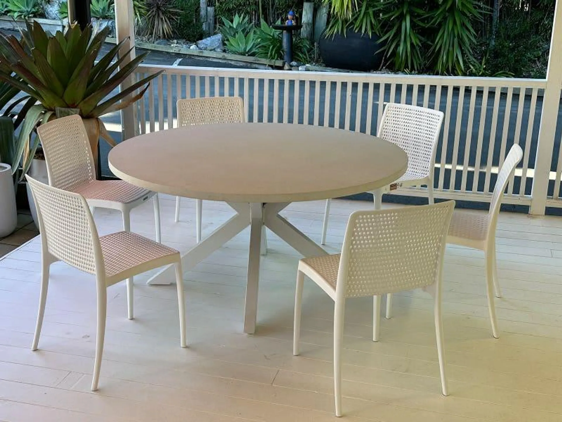 Geo Terrazzo Table with Isabelle Chairs 7pc Outdoor Dining Setting