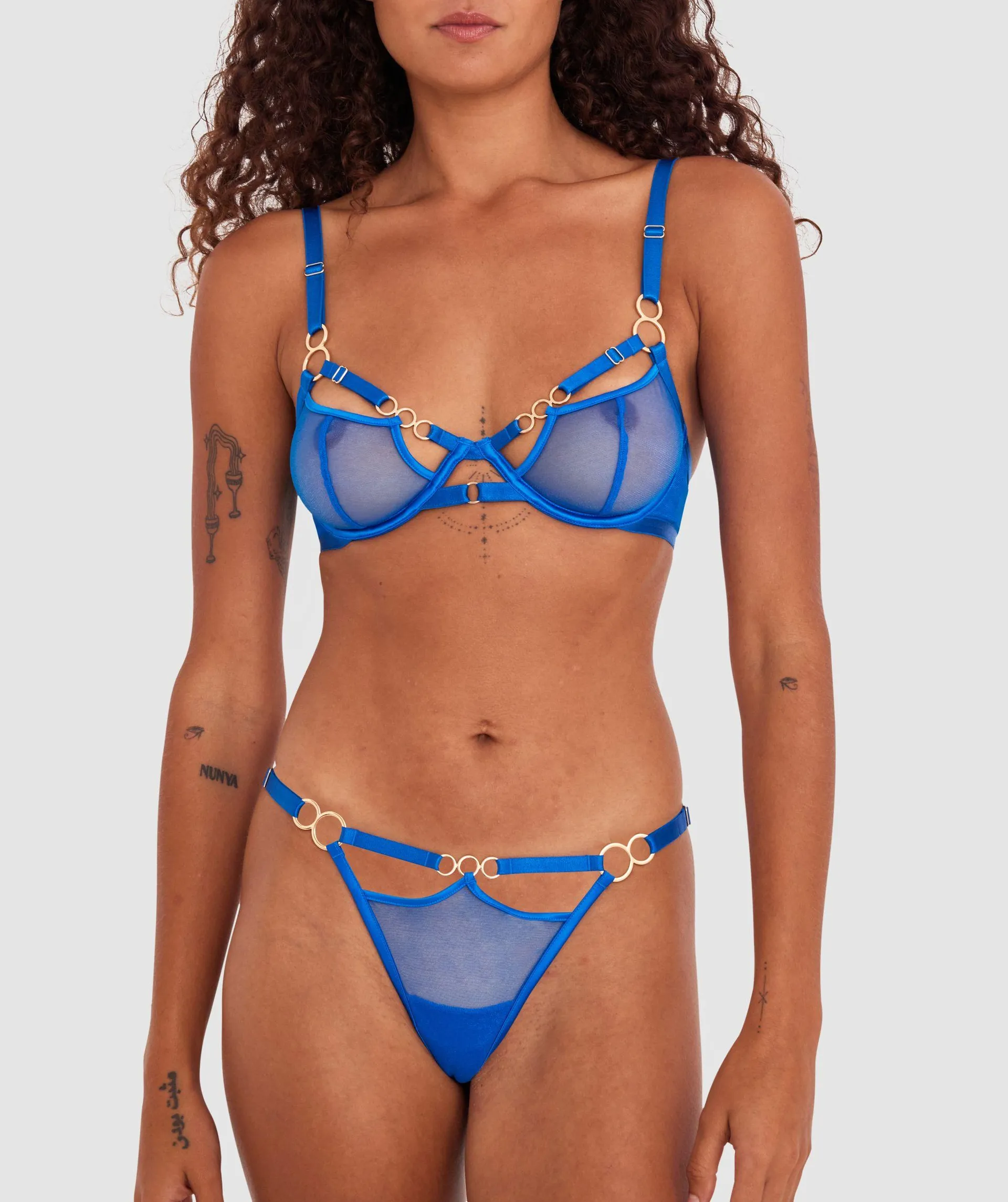 Night Games No Filter Underwire & Mini V Set - Cobalt Blue