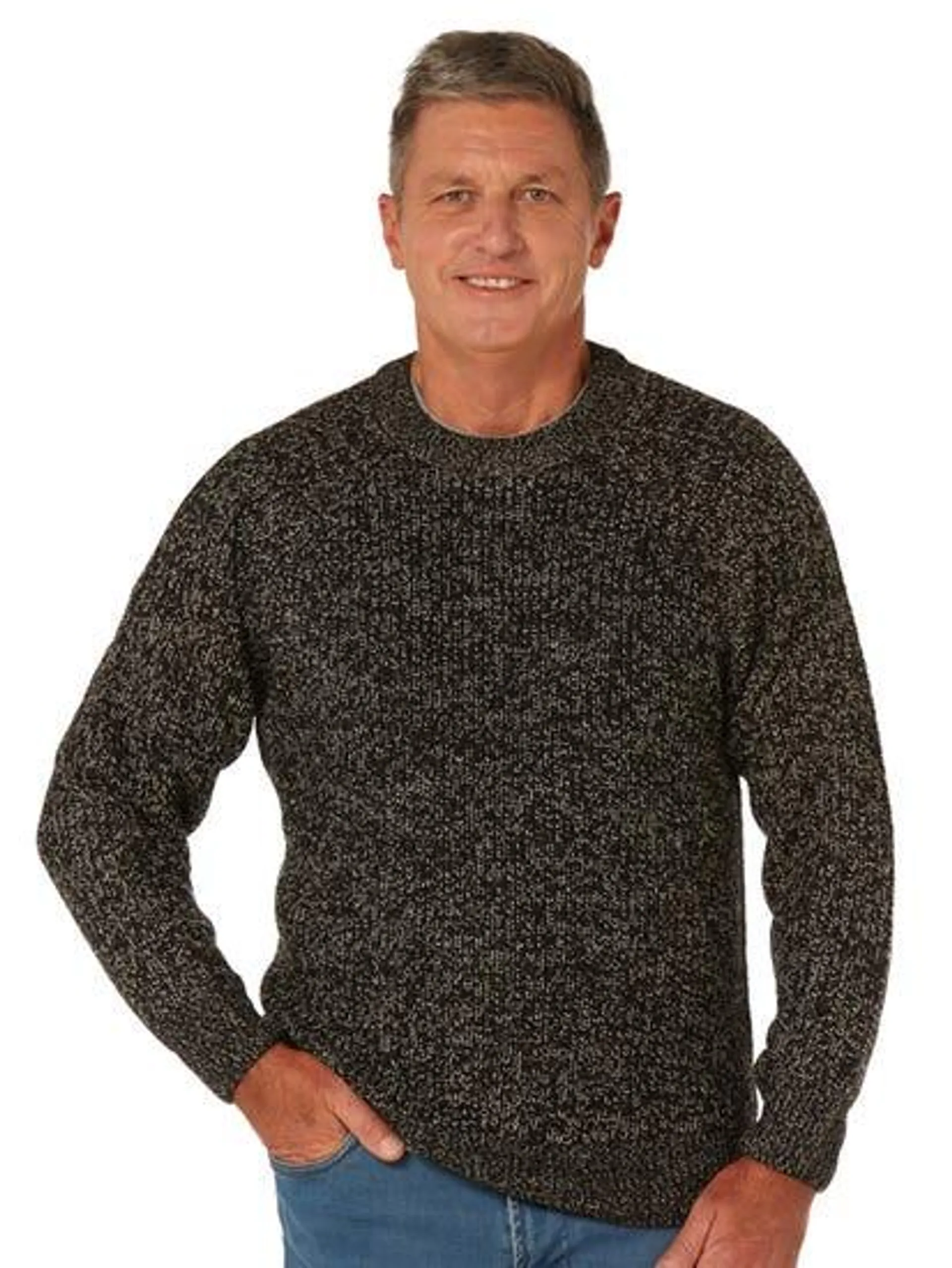 Elliotts Shaker Knit Charcoal Marle Pullover