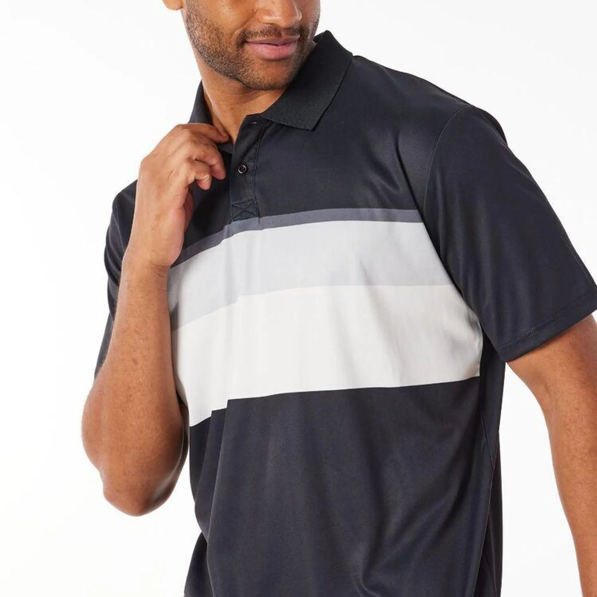 NMA Men's Quick Dry Block Stripe Polo Slate