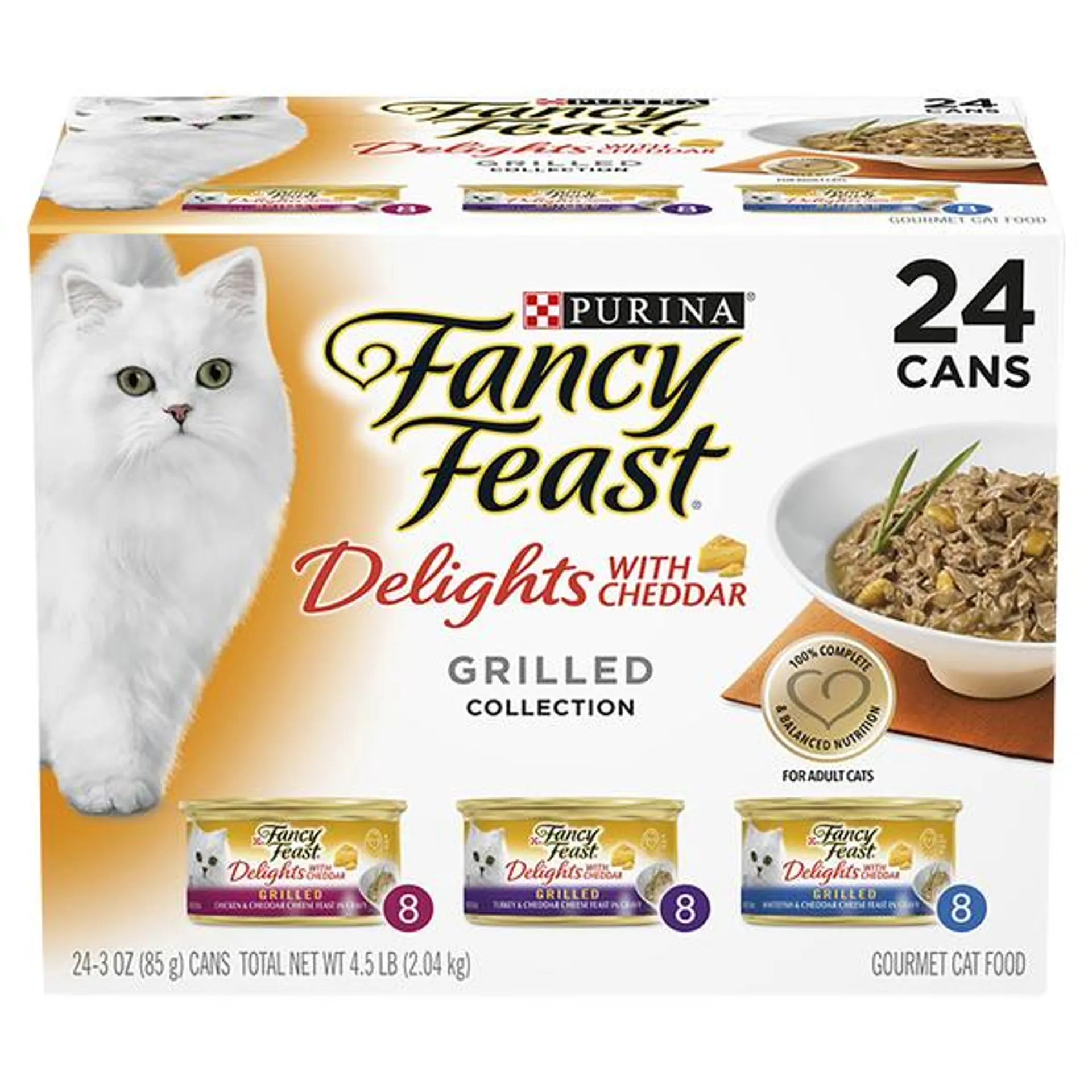 FANCY FEAST - Adult Delights With Cheddar Grilled Collection Wet Cat Food (85g x 24pk)