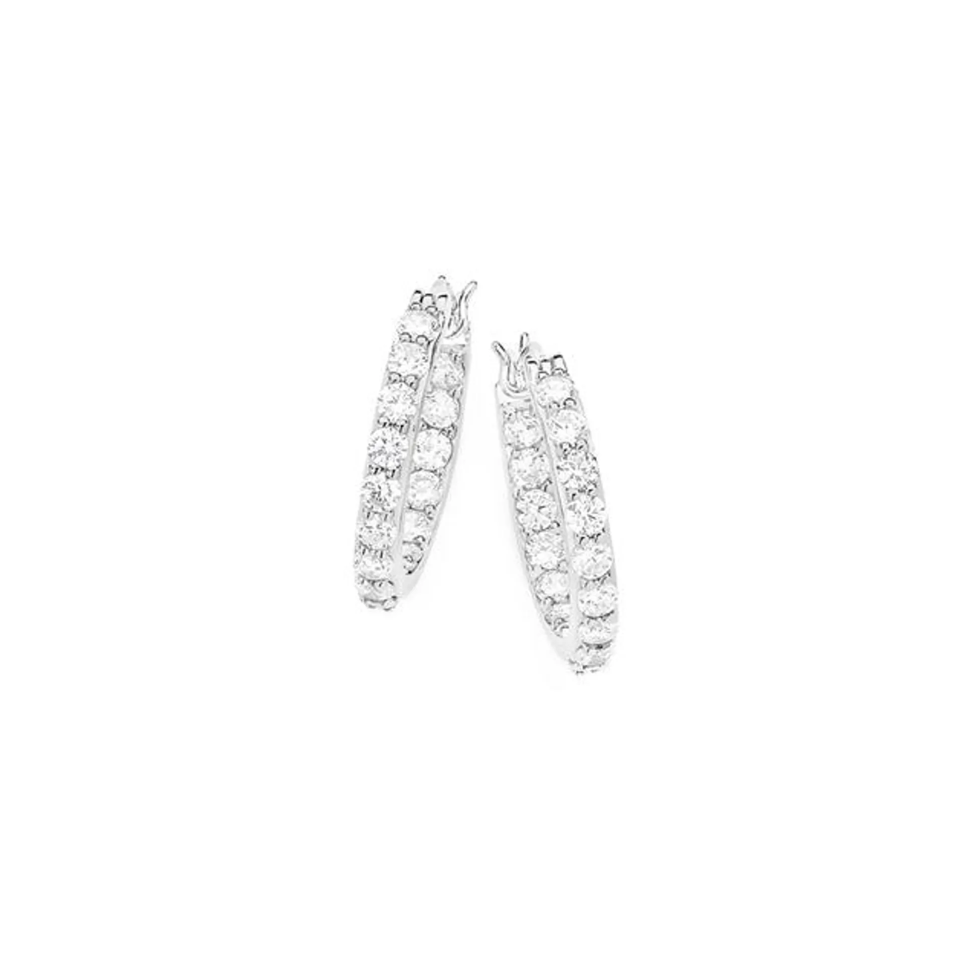 Silver 20mm CZ Claw inside Out Hoops