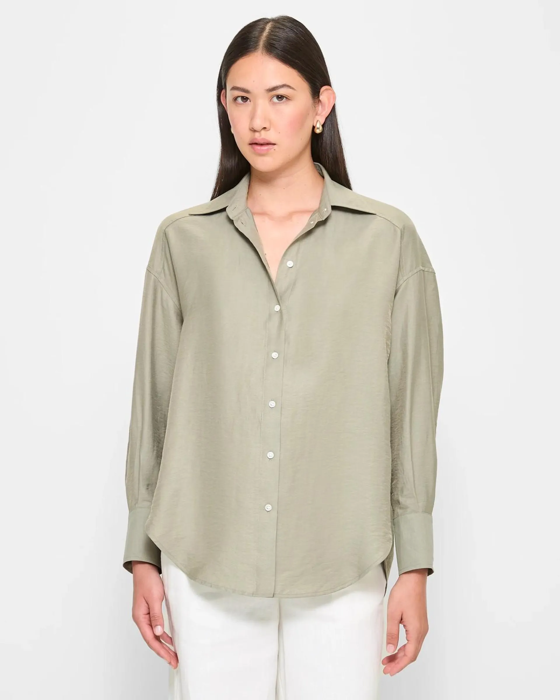 Linen Blend Relaxed Shirt - Preview