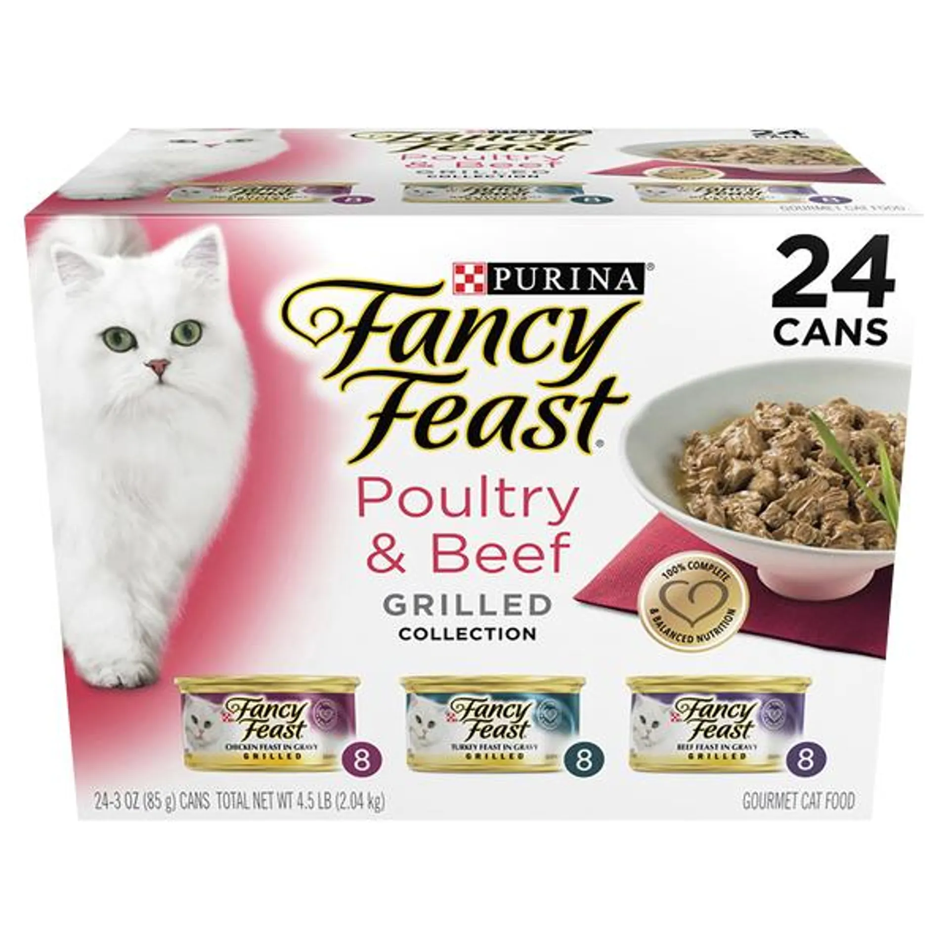 FANCY FEAST - Adult Classic Poultry & Beef Grilled Collection Wet Cat Food (85g x 24pk)