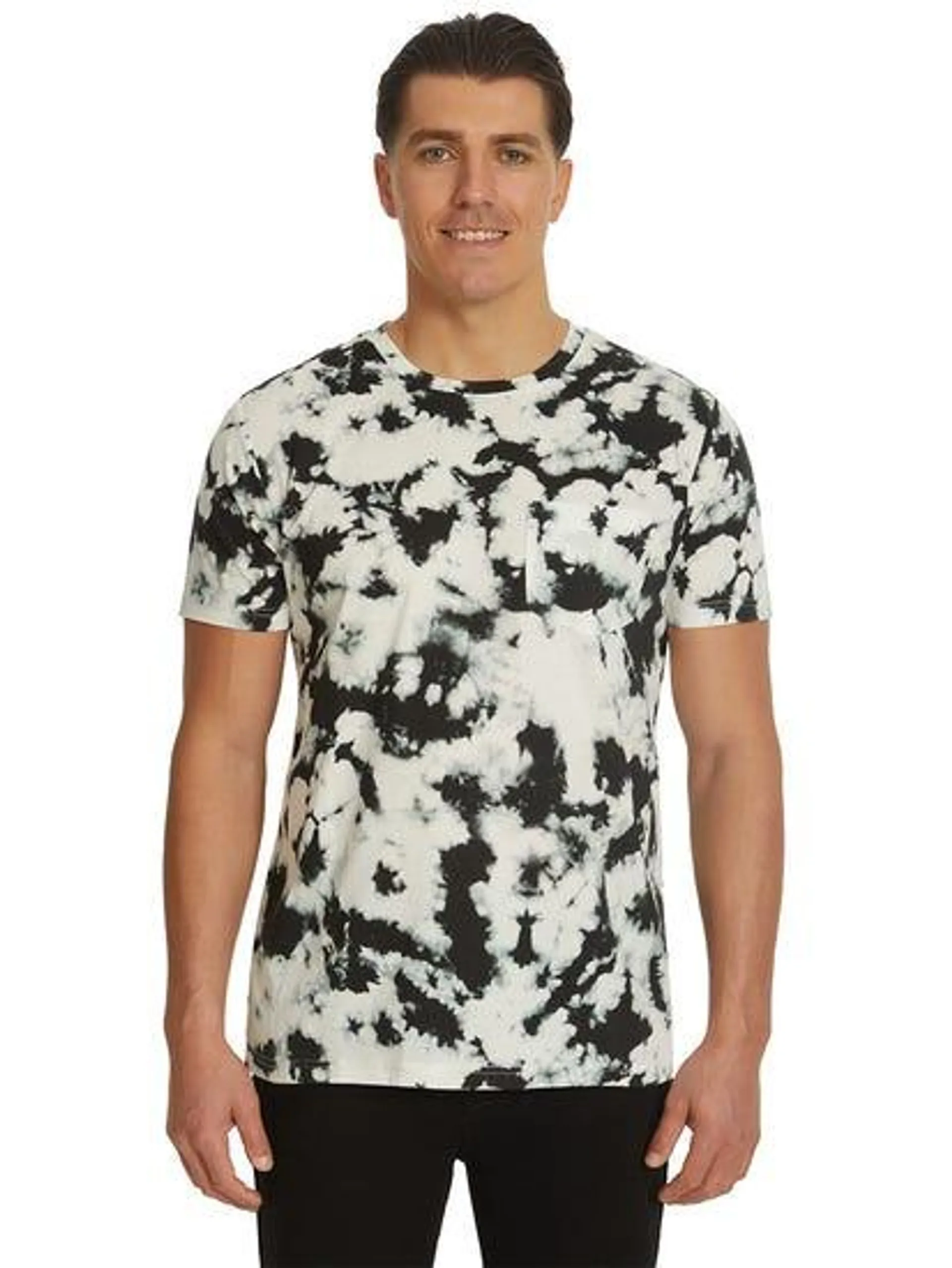 Mens Tie Dye T Shirt black White