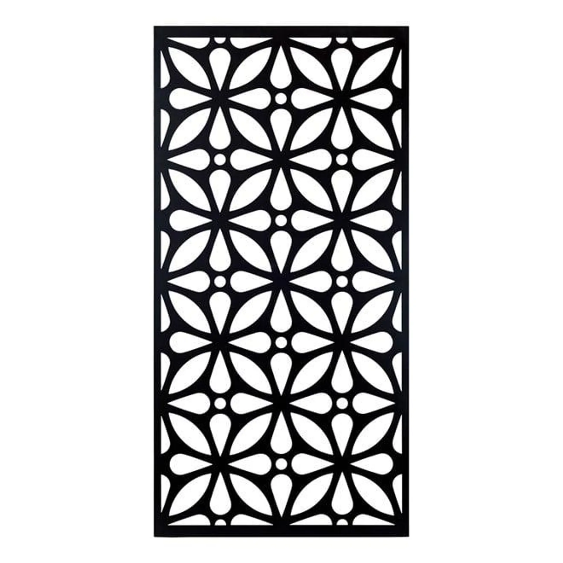 Painted Decorative Screen Floral Black 600x1200mm