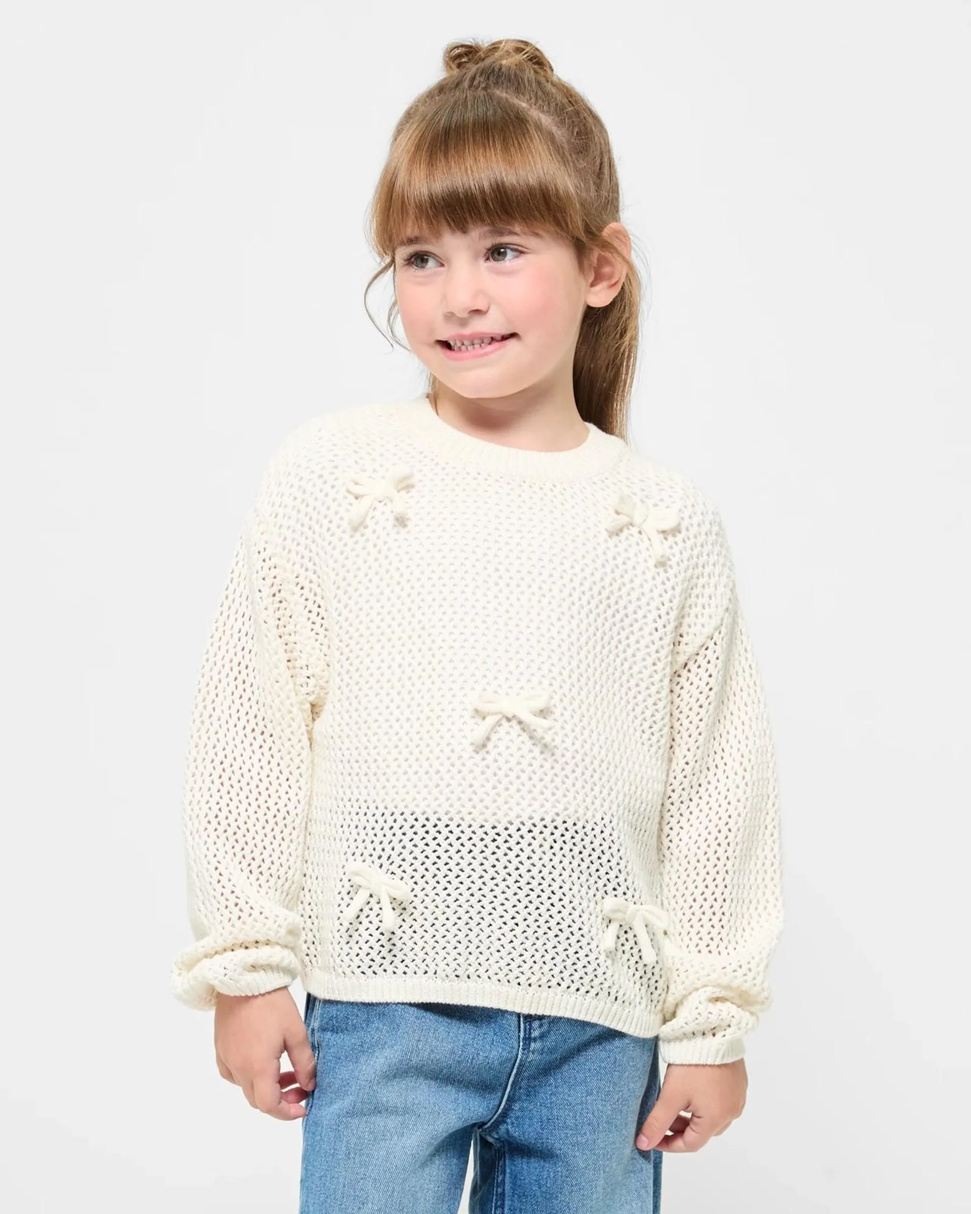 Australian Cotton Open Knit Jumper - Bows
