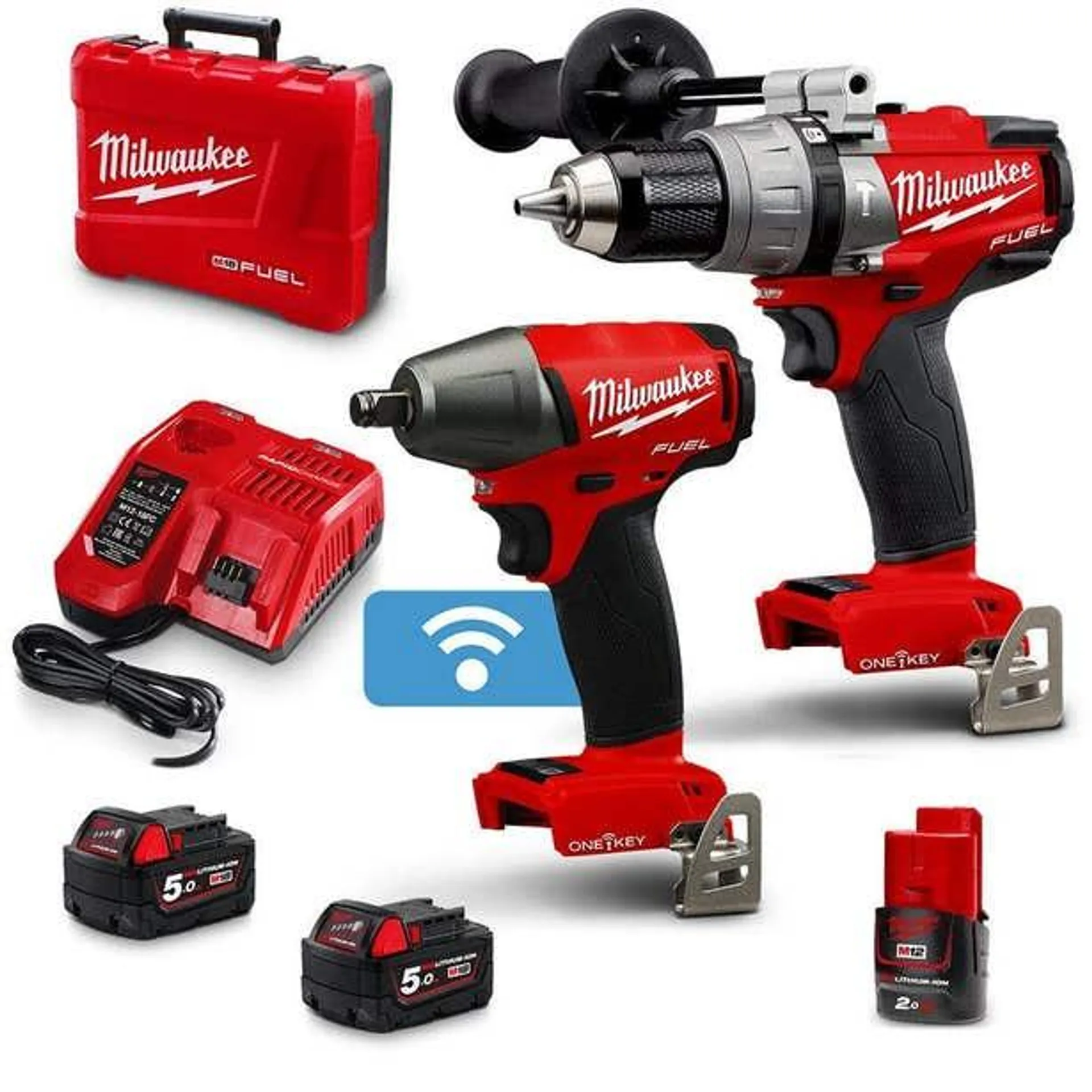 MILWAUKEE 18V FUEL™ Brushless 2 Piece 1 x 2.0Ah/2 x 5.0Ah ONE-KEY™ Combo Kit M18ONEPP2B2-502C