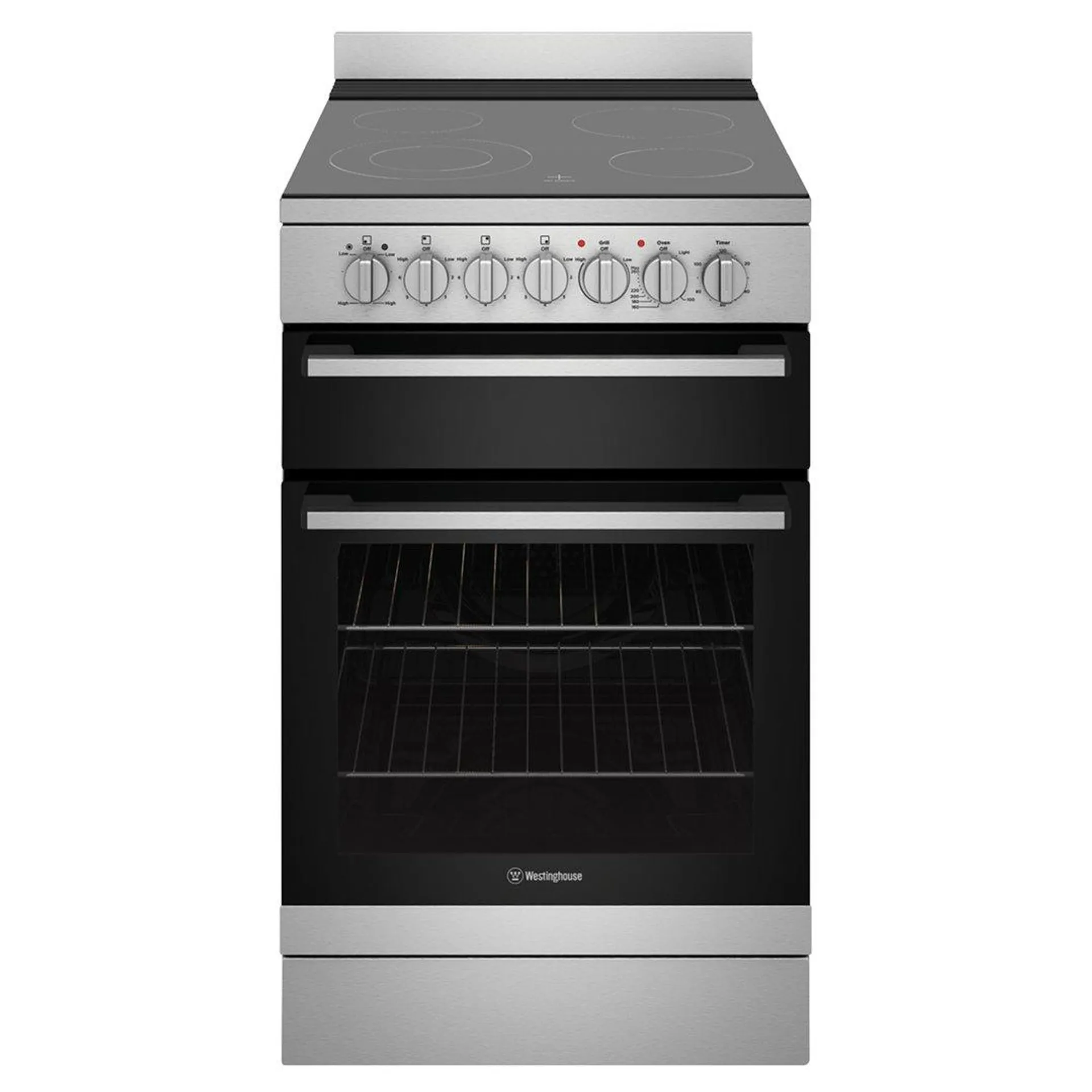 Westinghouse 54cm freestanding electric oven and ceramic cooktop, stainless steel WFE542SCB