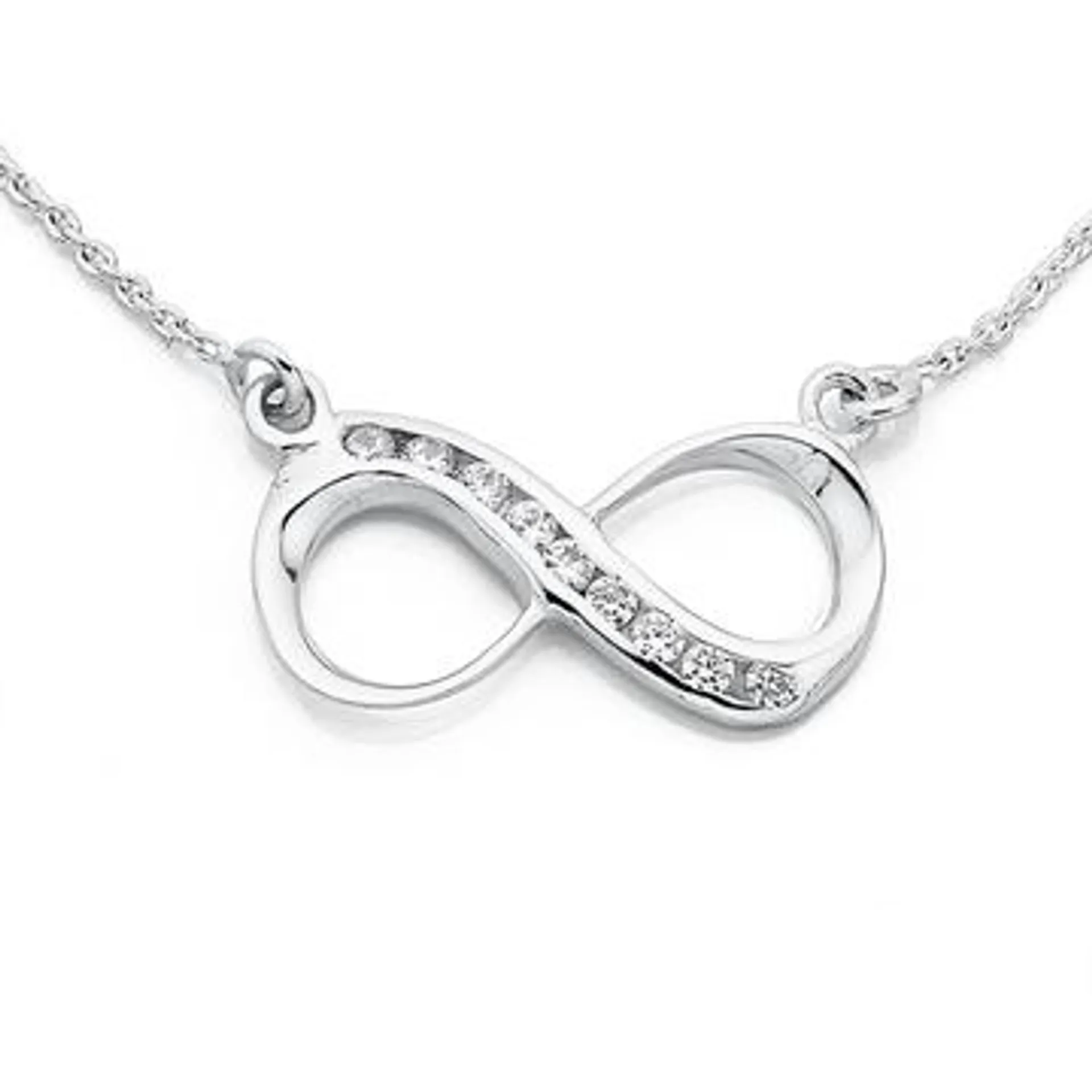 Silver Cubic Zirconia Infinity Necklet