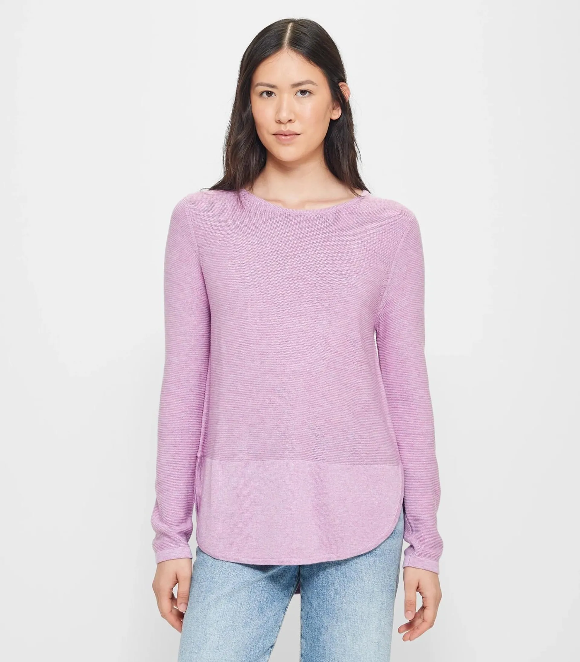 Stitch Curve Hem Jumper - Lavender