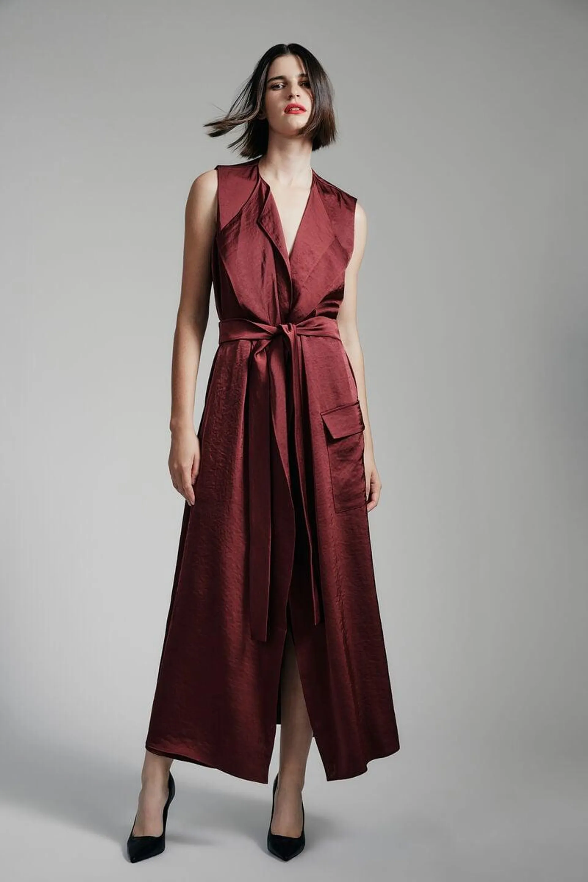 lanza midi dress in burgundy