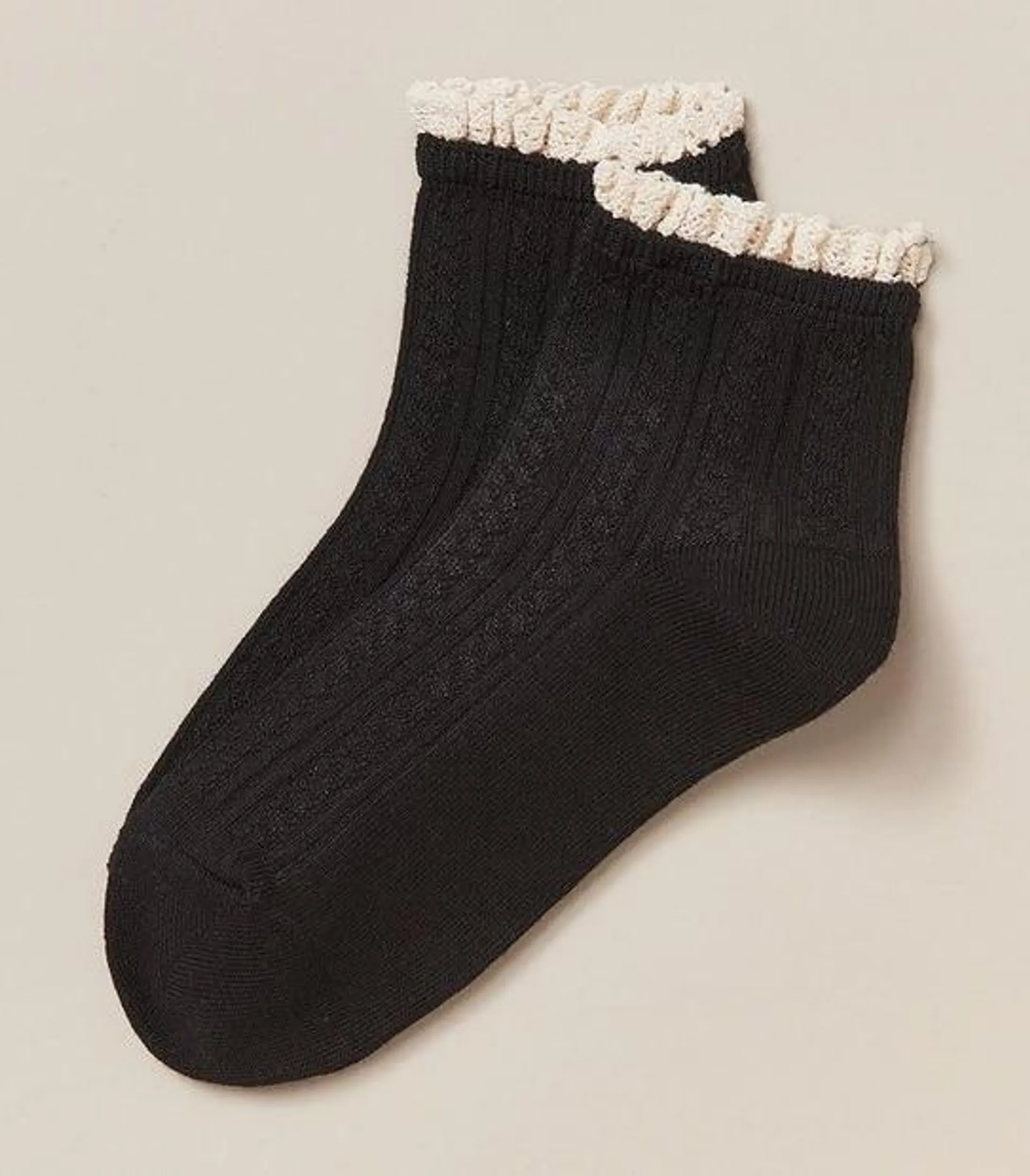 Low Cut Cable Frill Socks - AC-Lab - Black