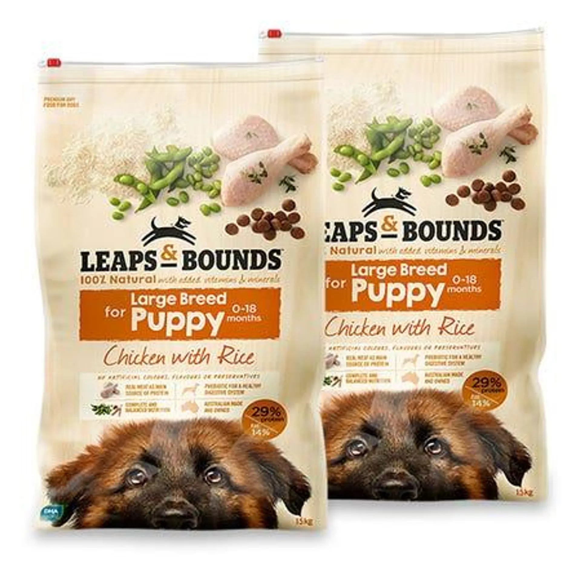 Leaps & Bounds Chicken Large Breed Puppy Food 15kgx2