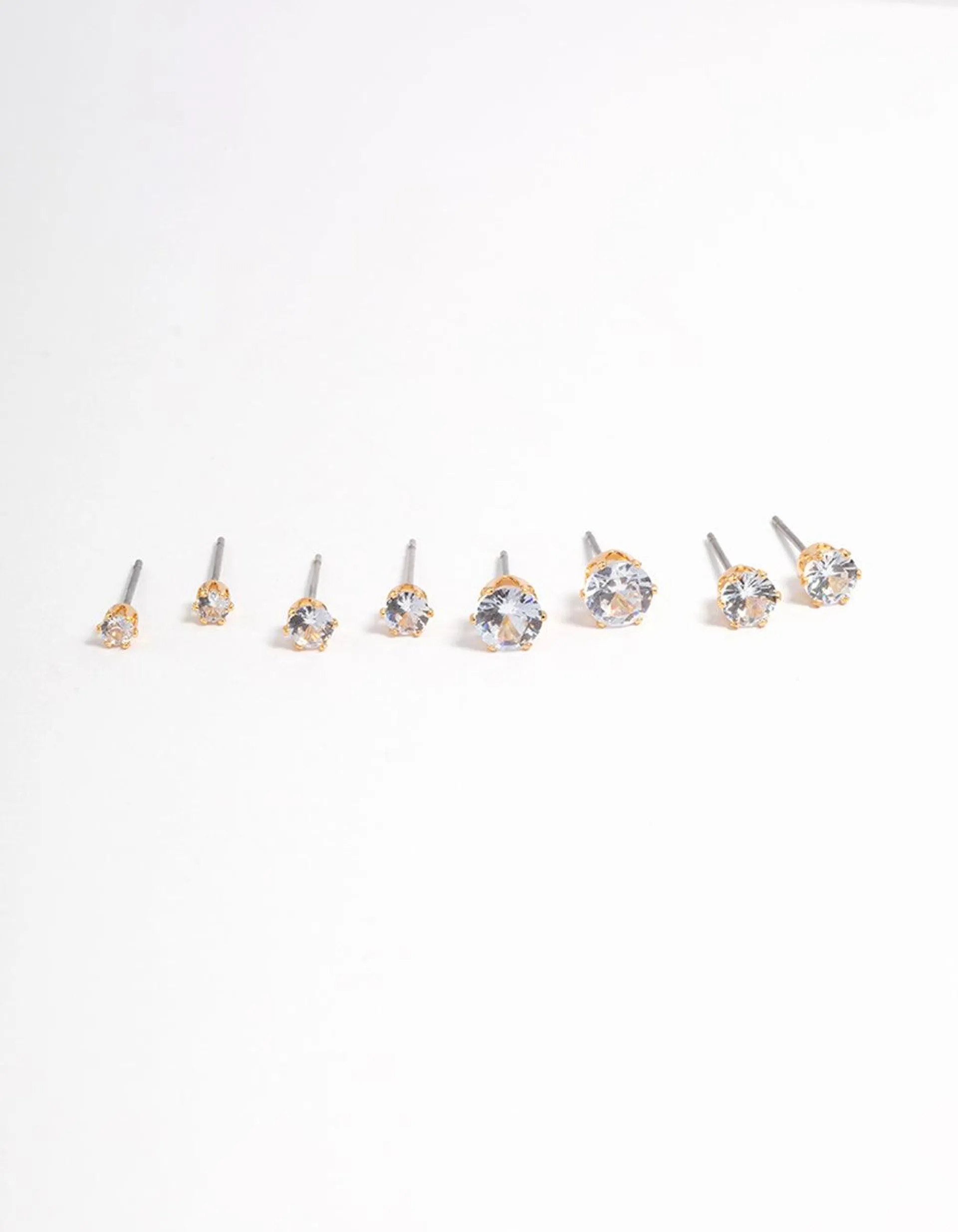 Gold Plated Cubic Zirconia Ascending Earrings 8-Pack