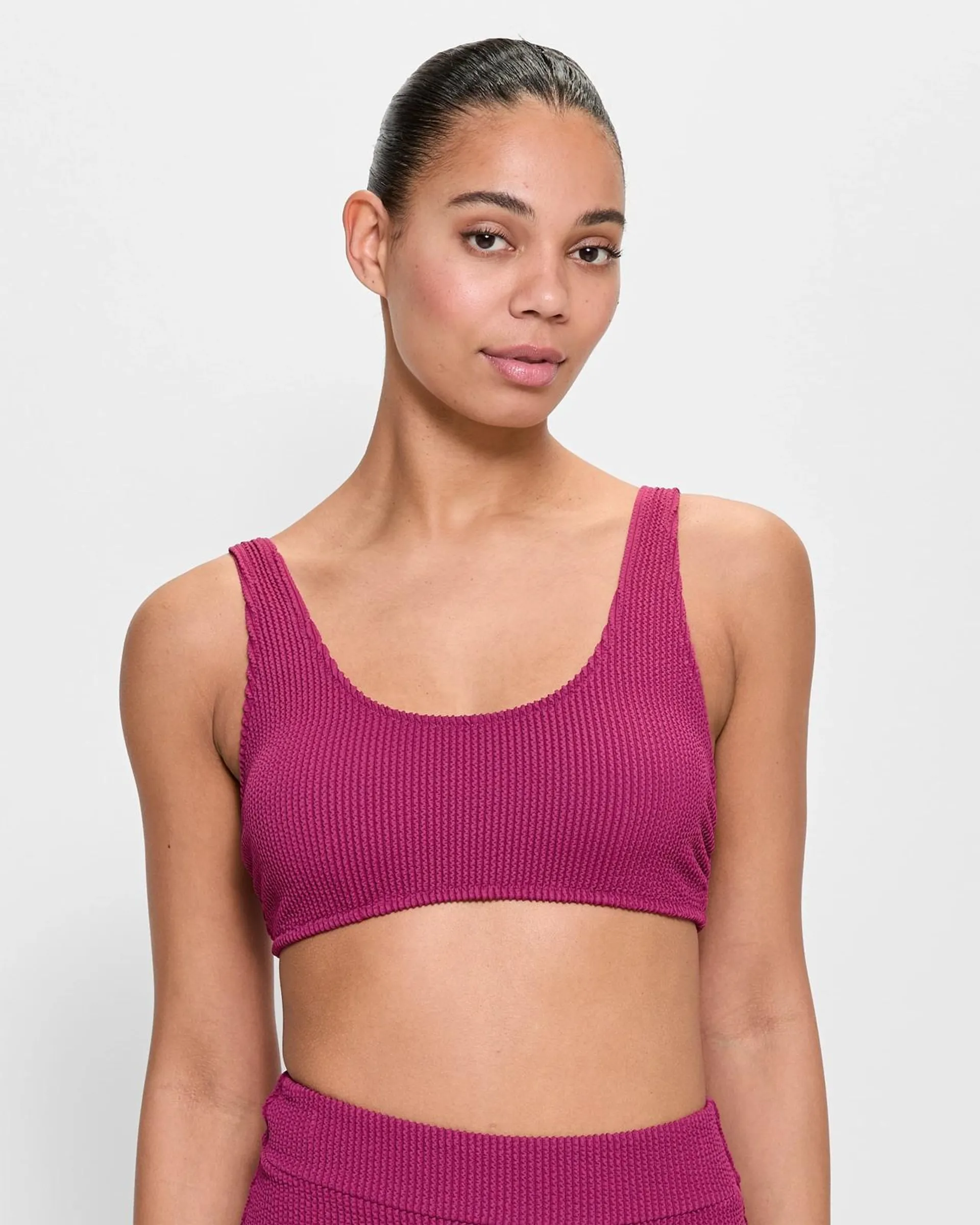 Crinkle Scoop Swim Bikini Top - Raspberry Radiance