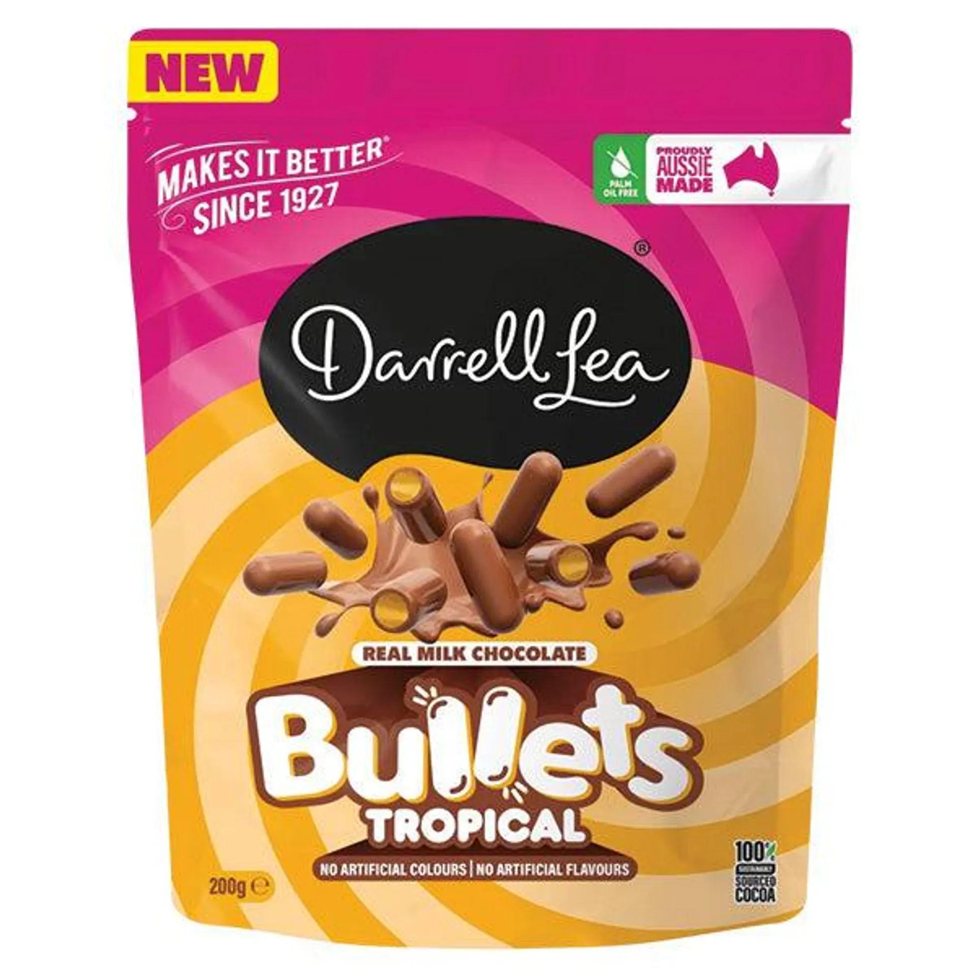 Darrell Lea Milk Chocolate Tropical Bullets 200g