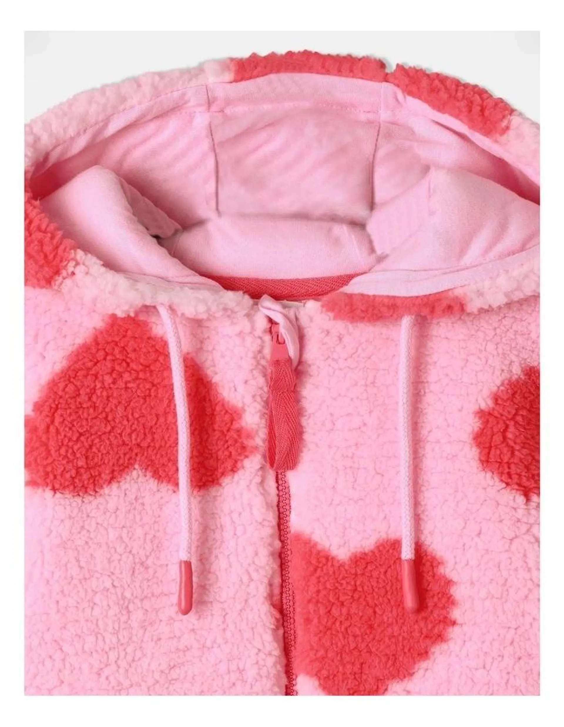 Teddy Fleece Hoddie in Pink