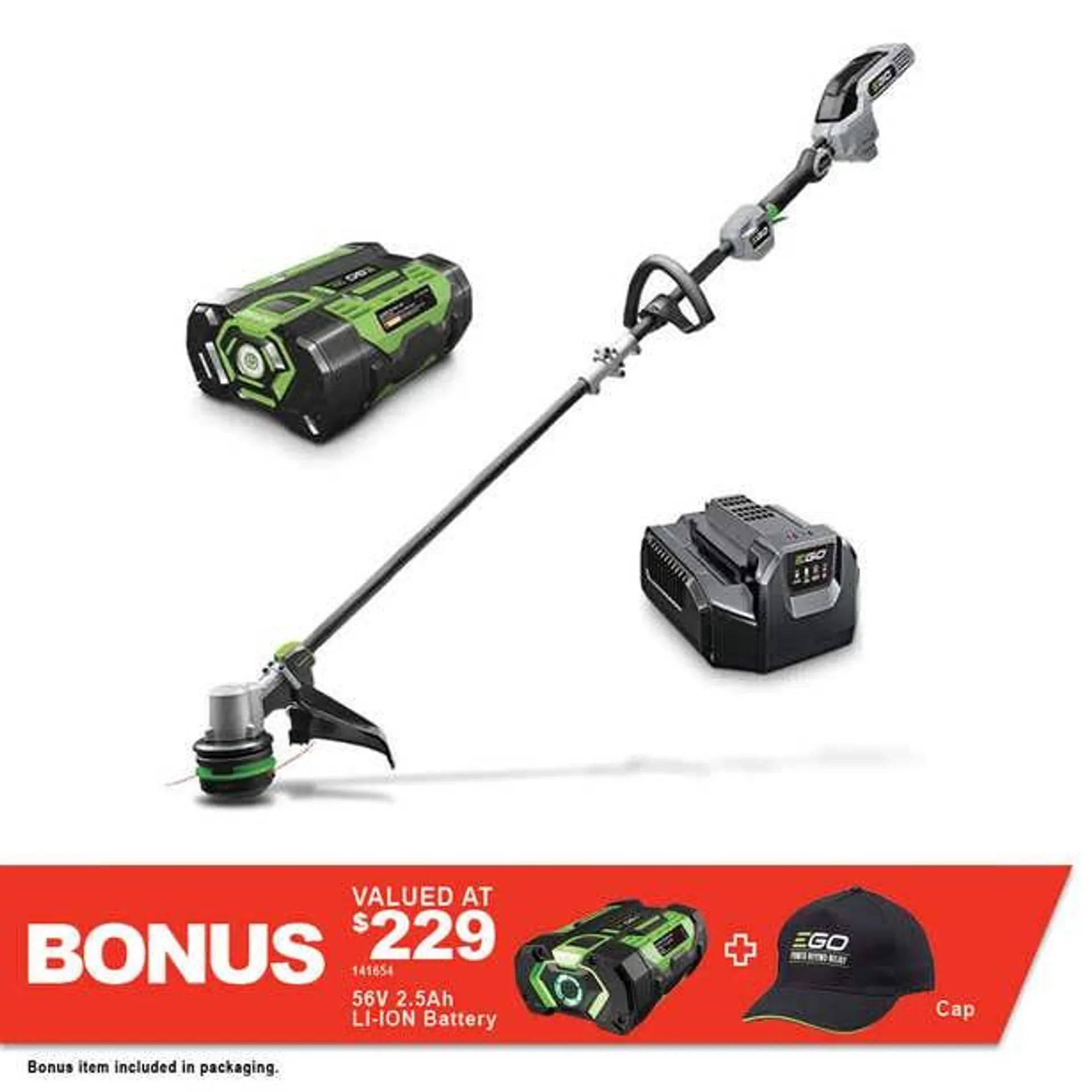 EGO 56V Brushless Powerload 38cm 2x2.5Ah Line Trimmer Kit ST1521E-B