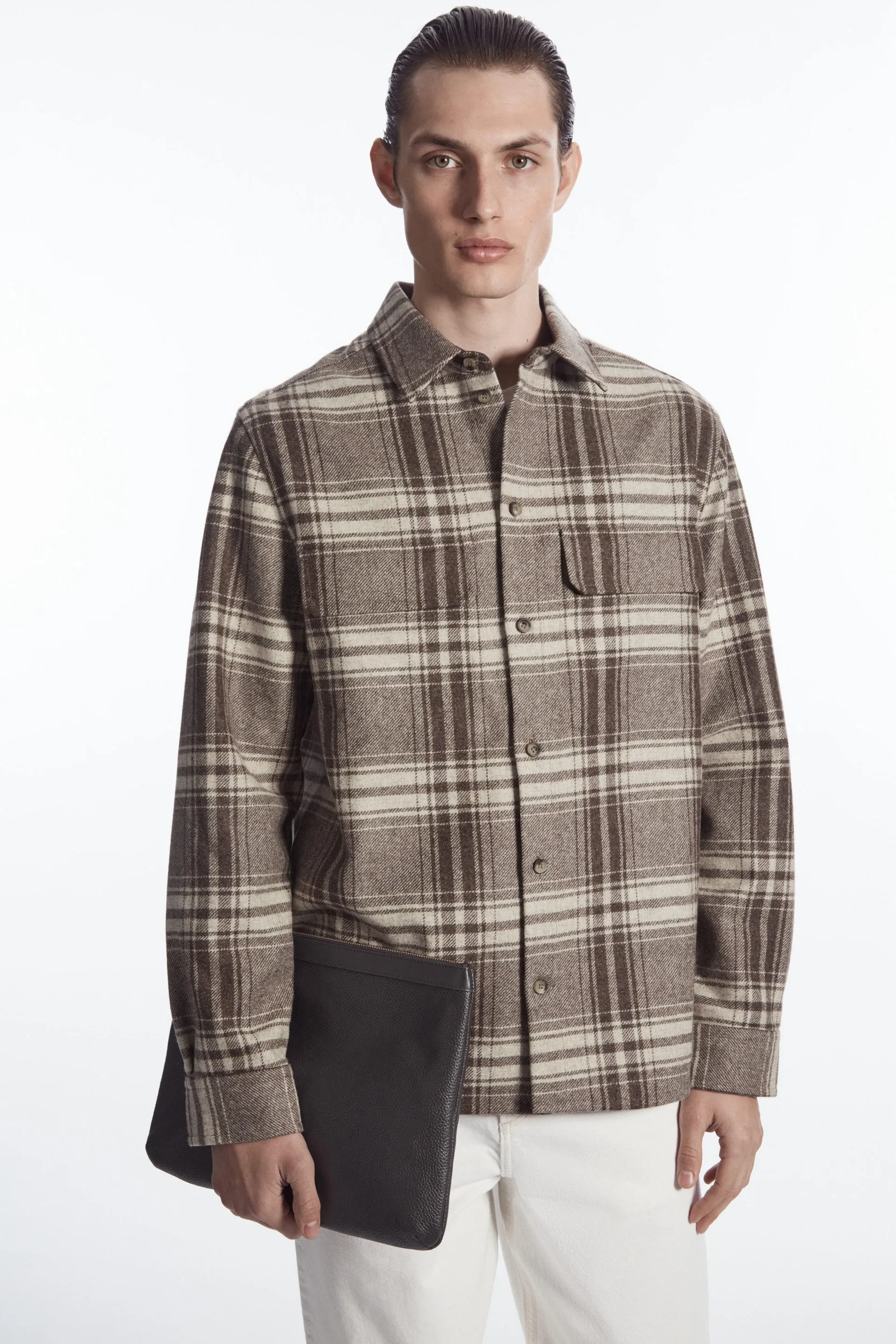 CHECKED WOOL-FLANNEL OVERSHIRT