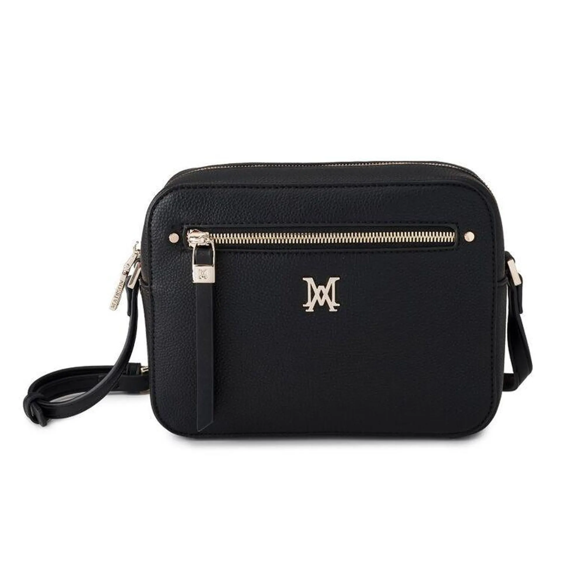 Madison Women's Molly Camera Crossbody Front Zip Bag Black One Size