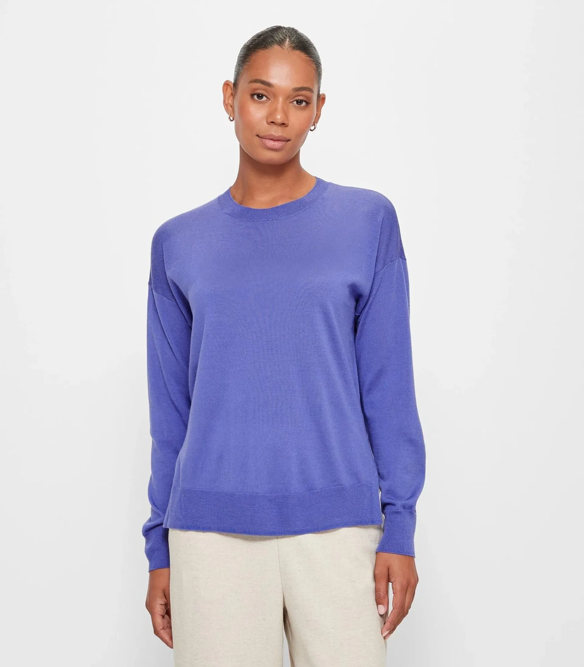 Merino Wool Crew Neck Jumper - Preview - Violet