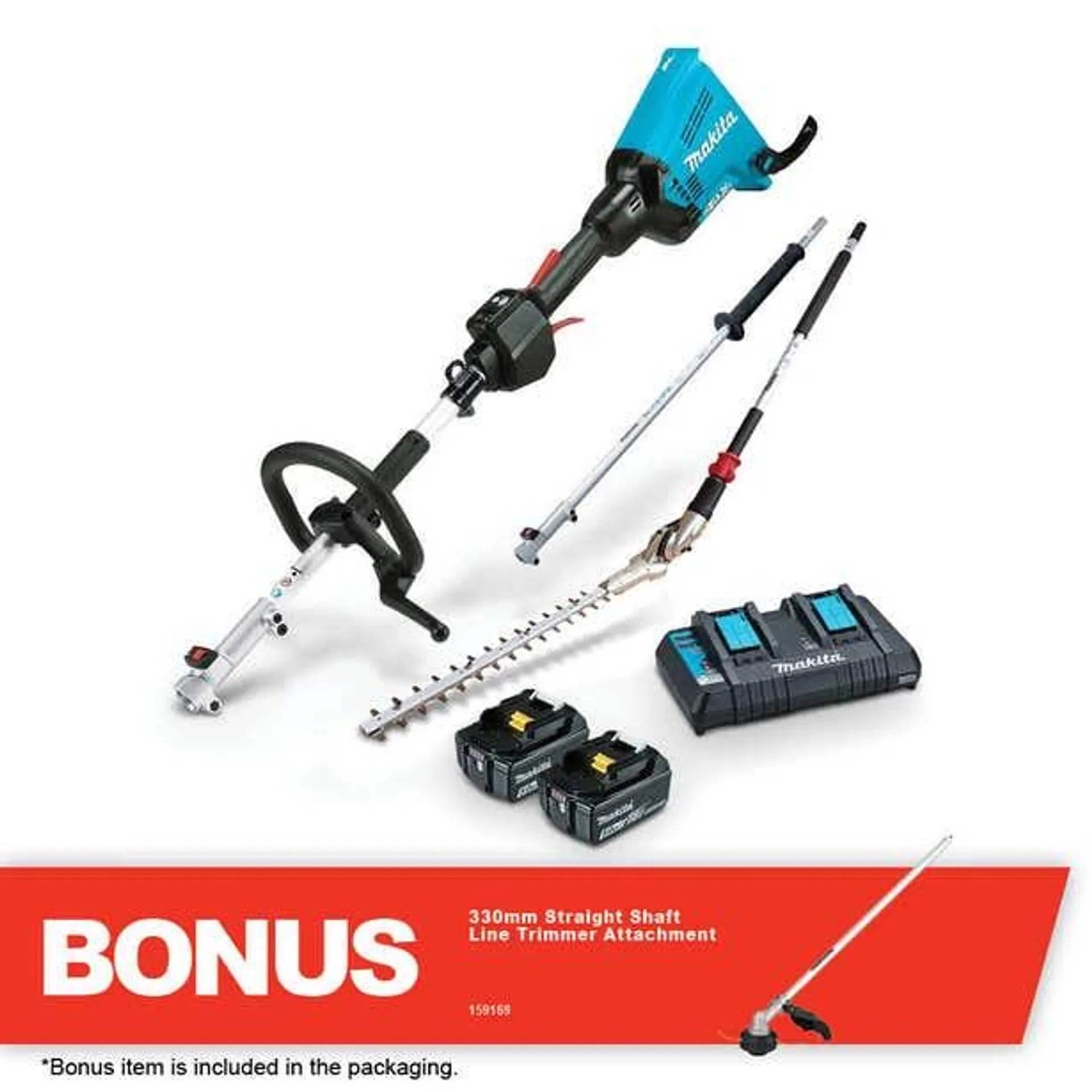 MAKITA 36V Brushless 2 x 5.0Ah Multi-Function Powerhead & Hedge Trimmer Kit DUX60PHPT2-B