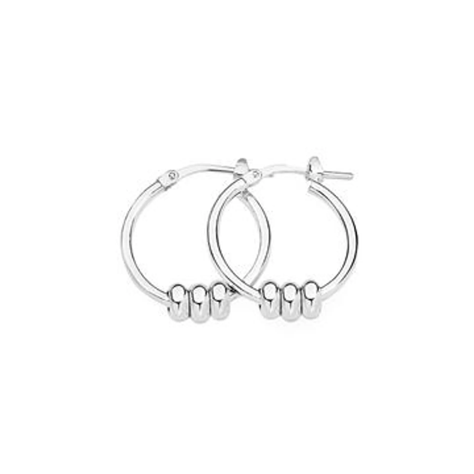 Silver 15mm Three Rings Hoop Earrings