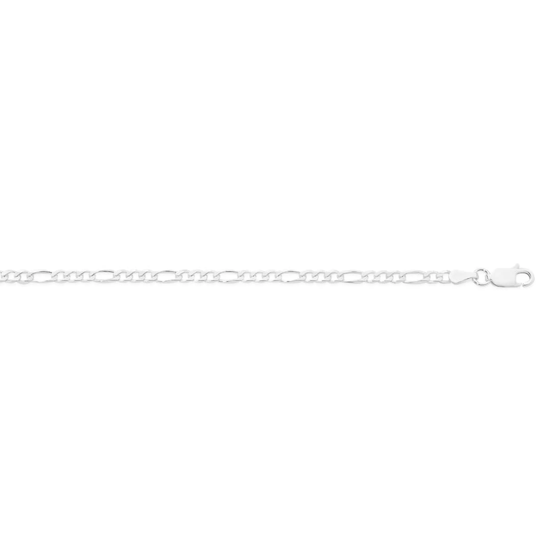 Silver 19cm 3+1 Figaro Bracelet