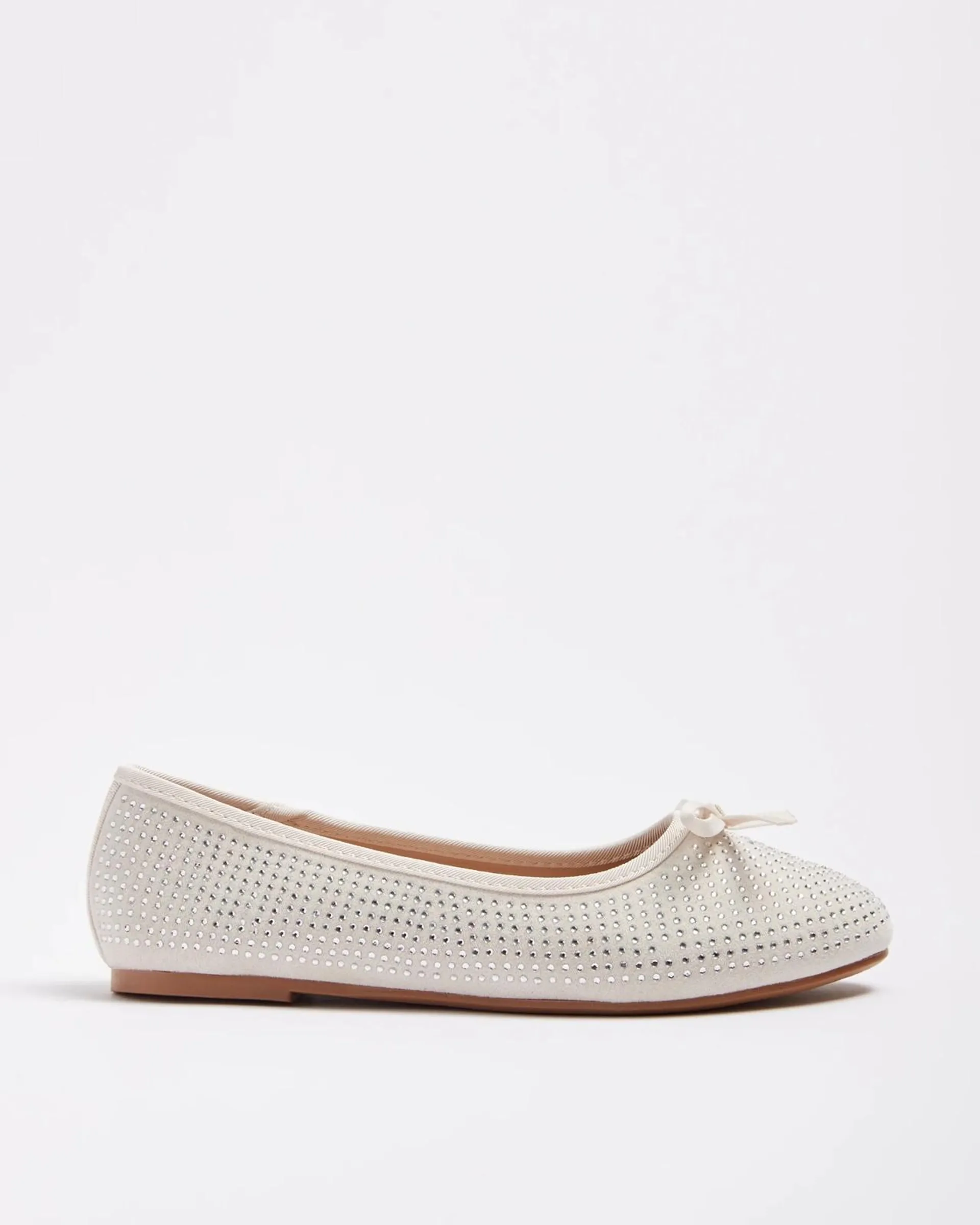 Youth Diamante Ballet Flats - Ivory