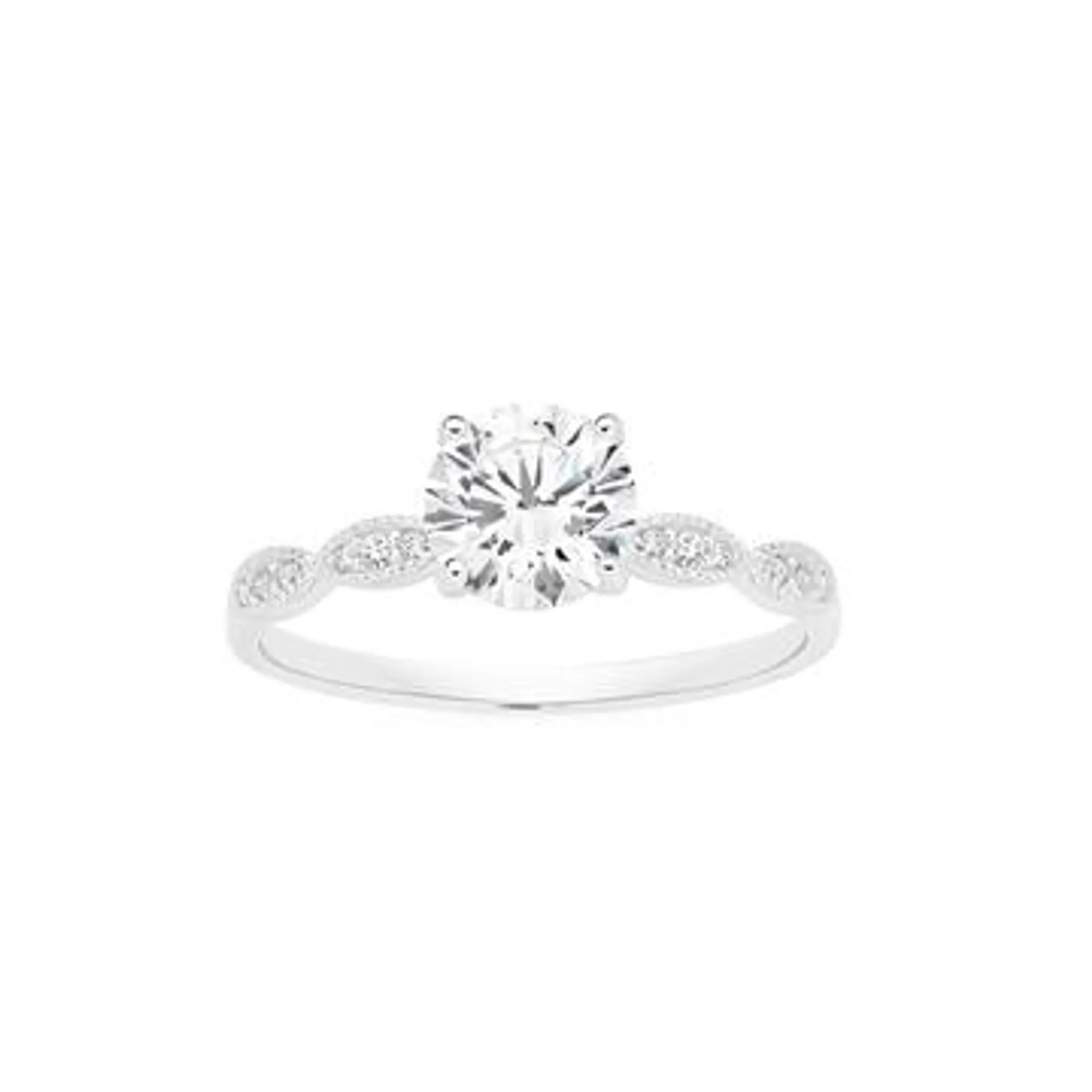 Silver CZ Solitaire & Marquise Ring