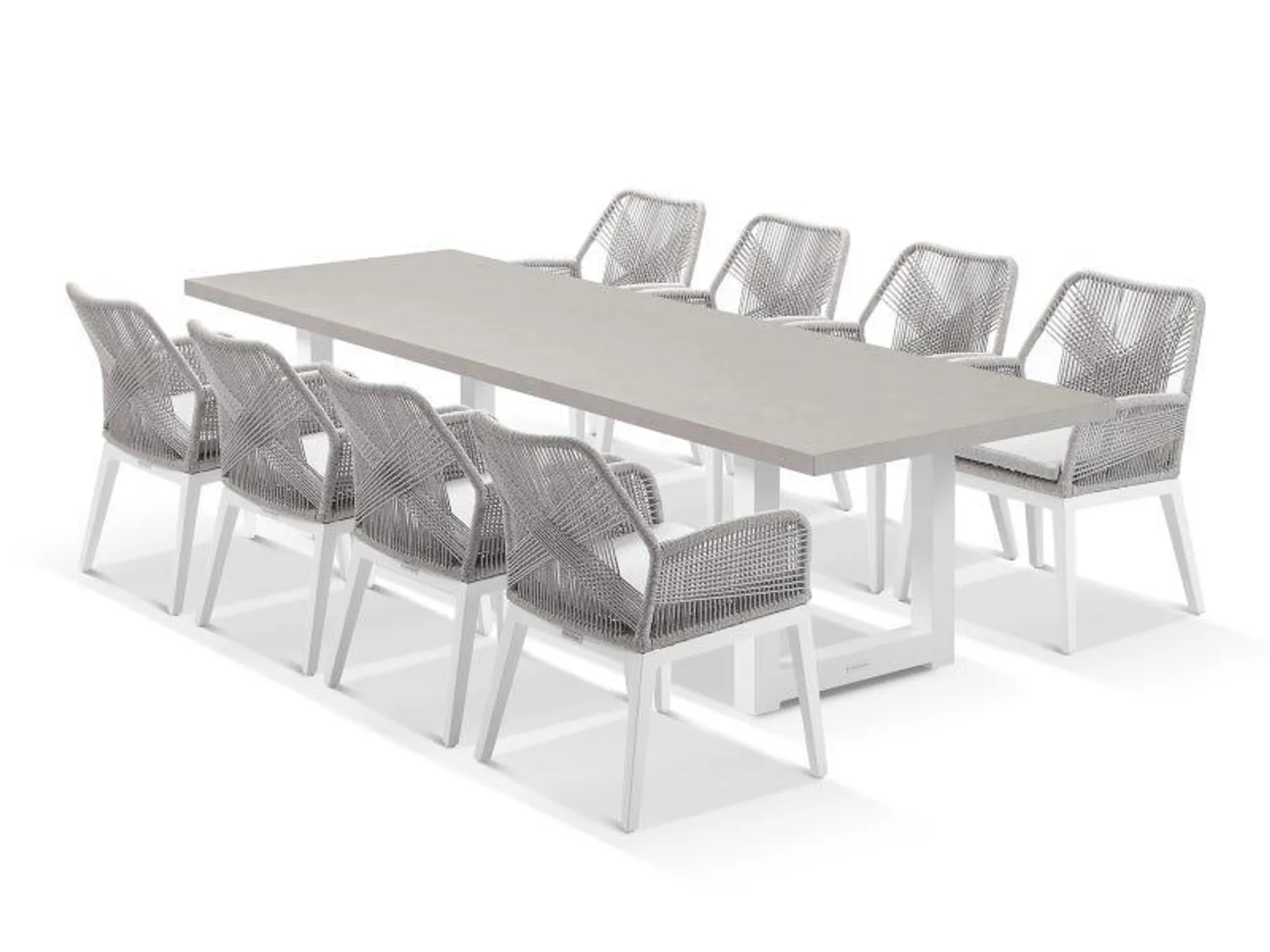 Modena Ceramic Table With Serang Chairs 9pc Outdoor Dining Setting