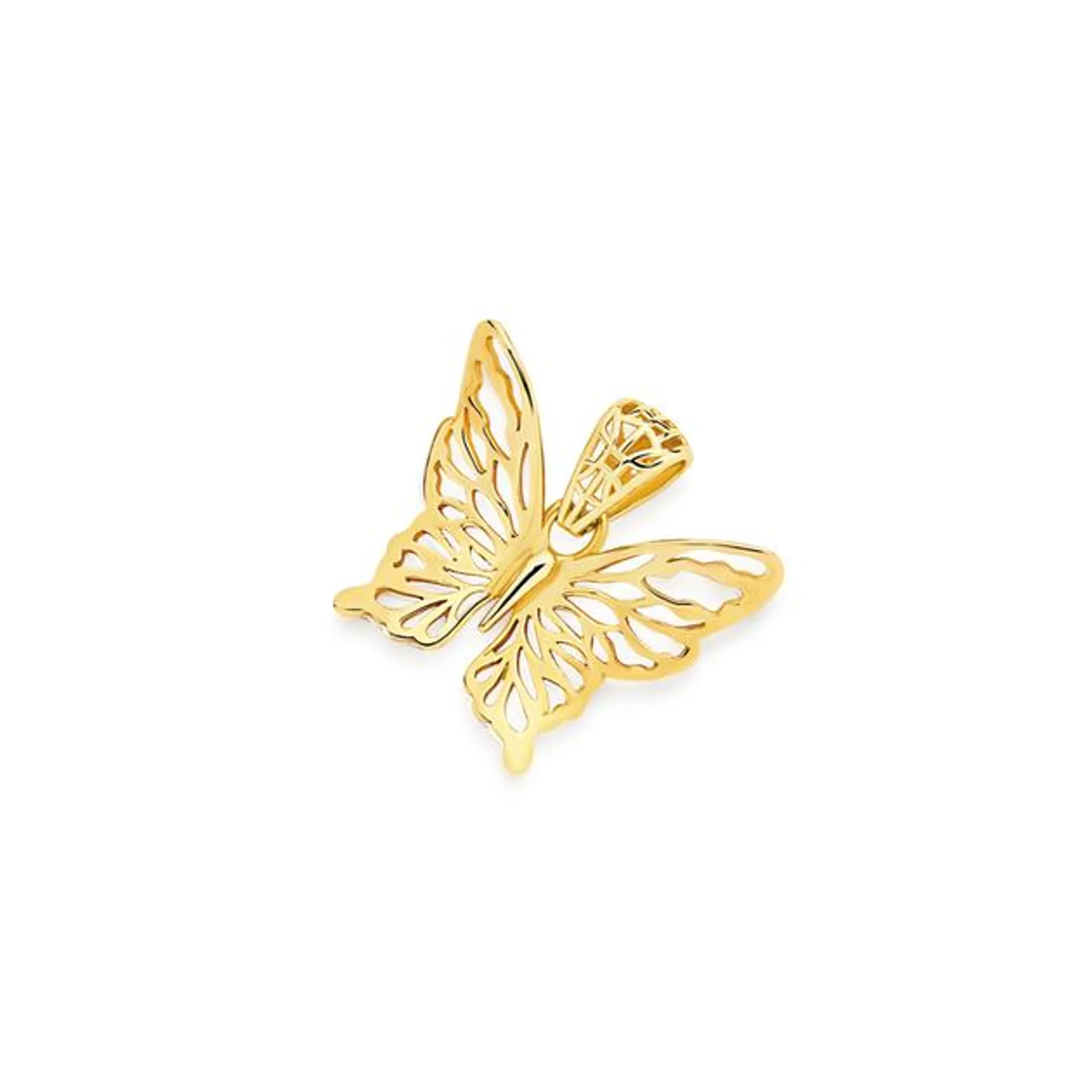 9ct Gold Lace Cutout Butterfly Pendant