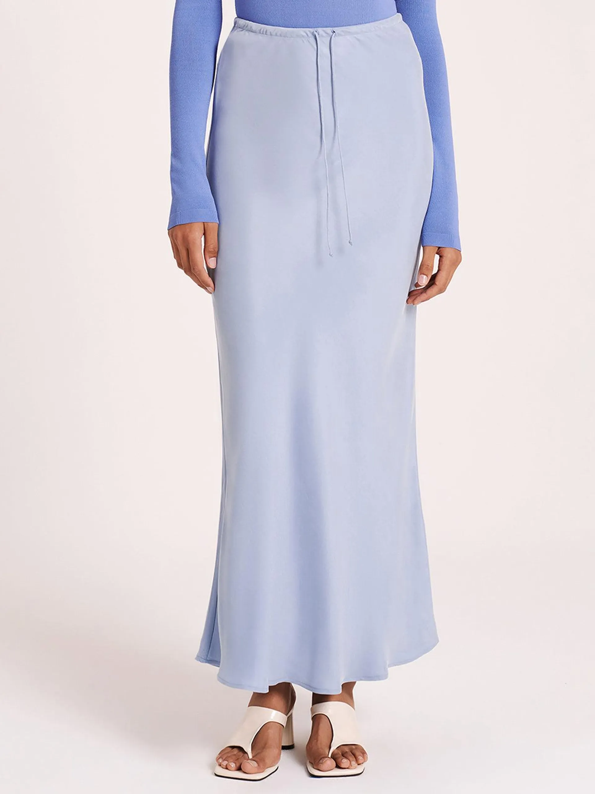 Hayz Cupro Maxi Skirt in Sky Blue