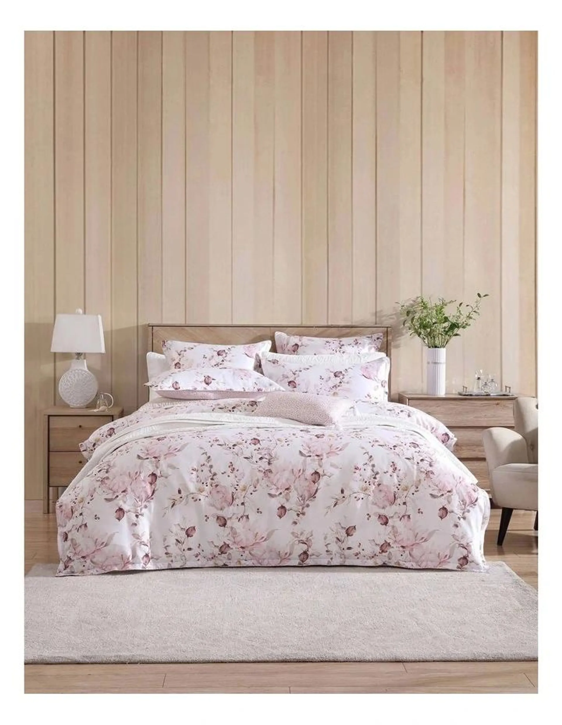 Private Collection Millicent Quilt Cover Set in Rose