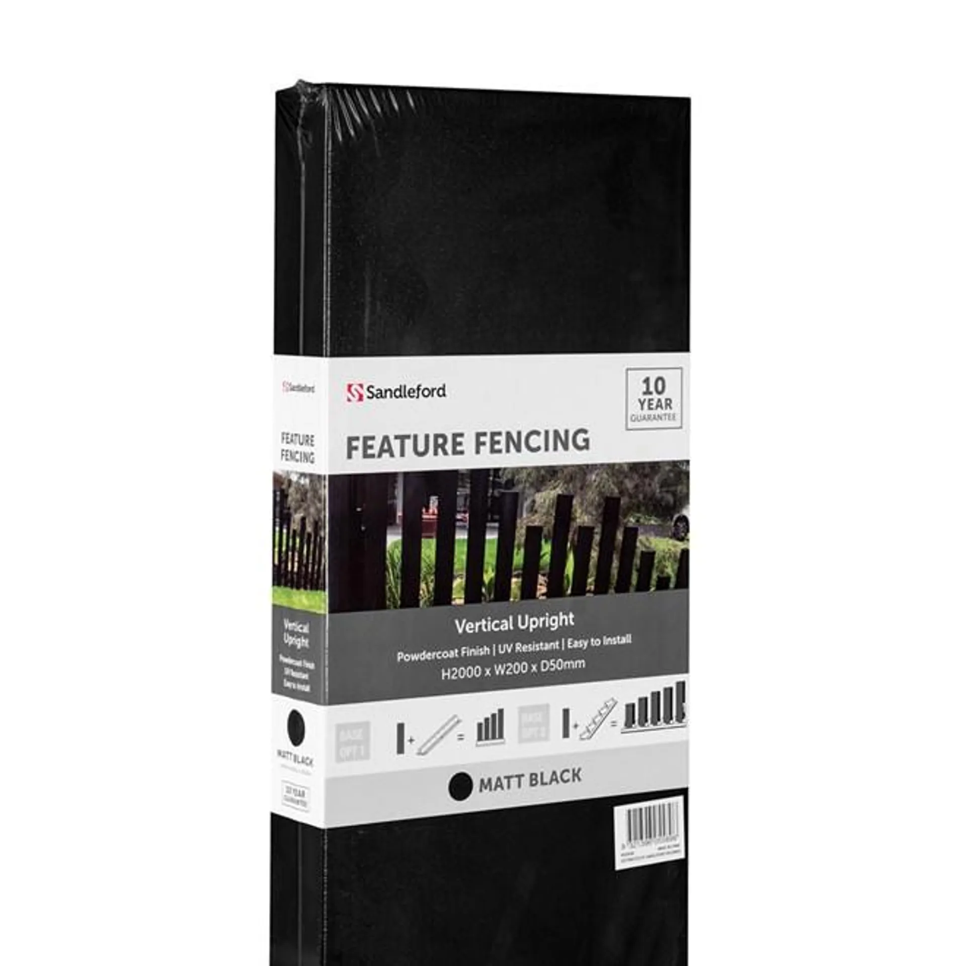 Feature Fencing Matt Black 2m Vertical Upright