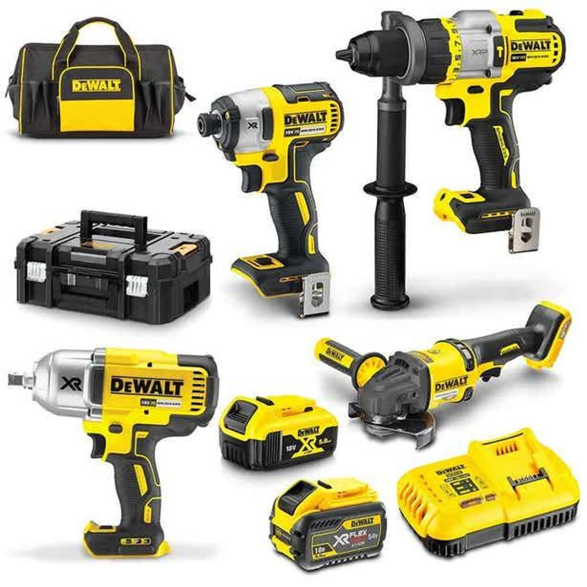 DEWALT 18V/54V XR 4 Piece 1 x 5.0Ah/1 x 9.0Ah Combo Kit DCZ441P1X1T-XE