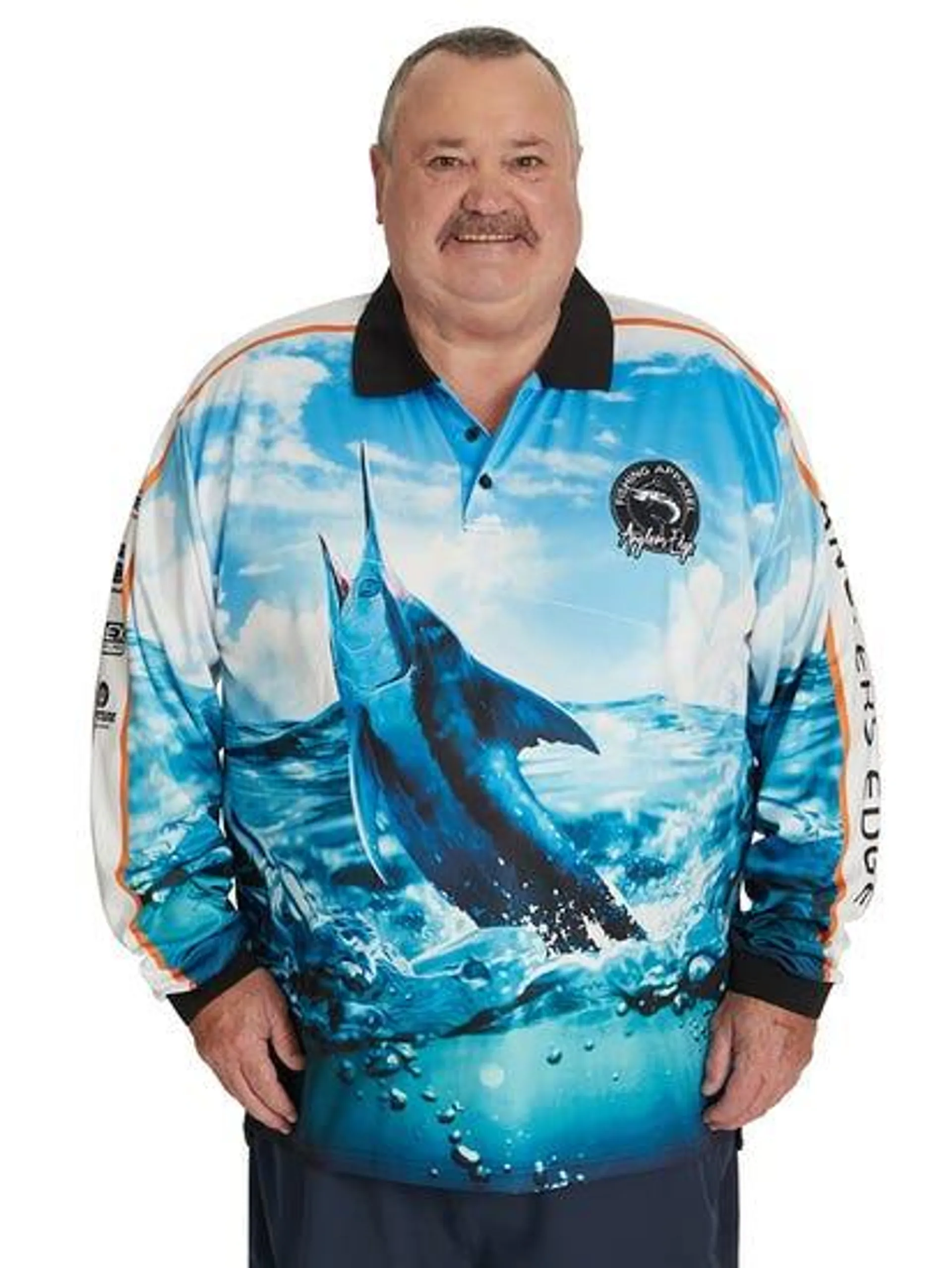 Anglers Edge Blue Marlin Long Sleeve Fishing Polo