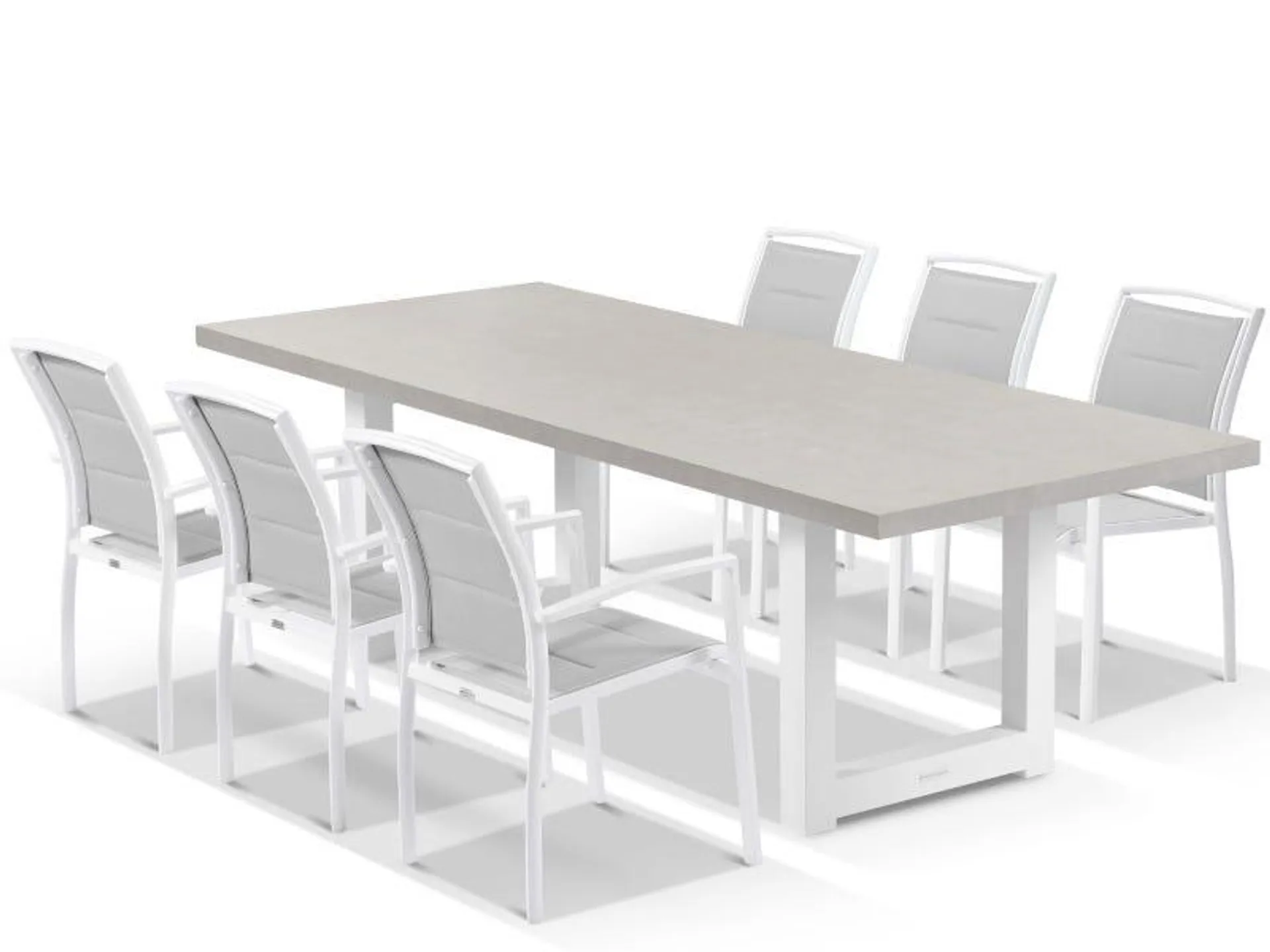 Modena Ceramic Table With Verde Chairs 7pc Outdoor Dining Setting