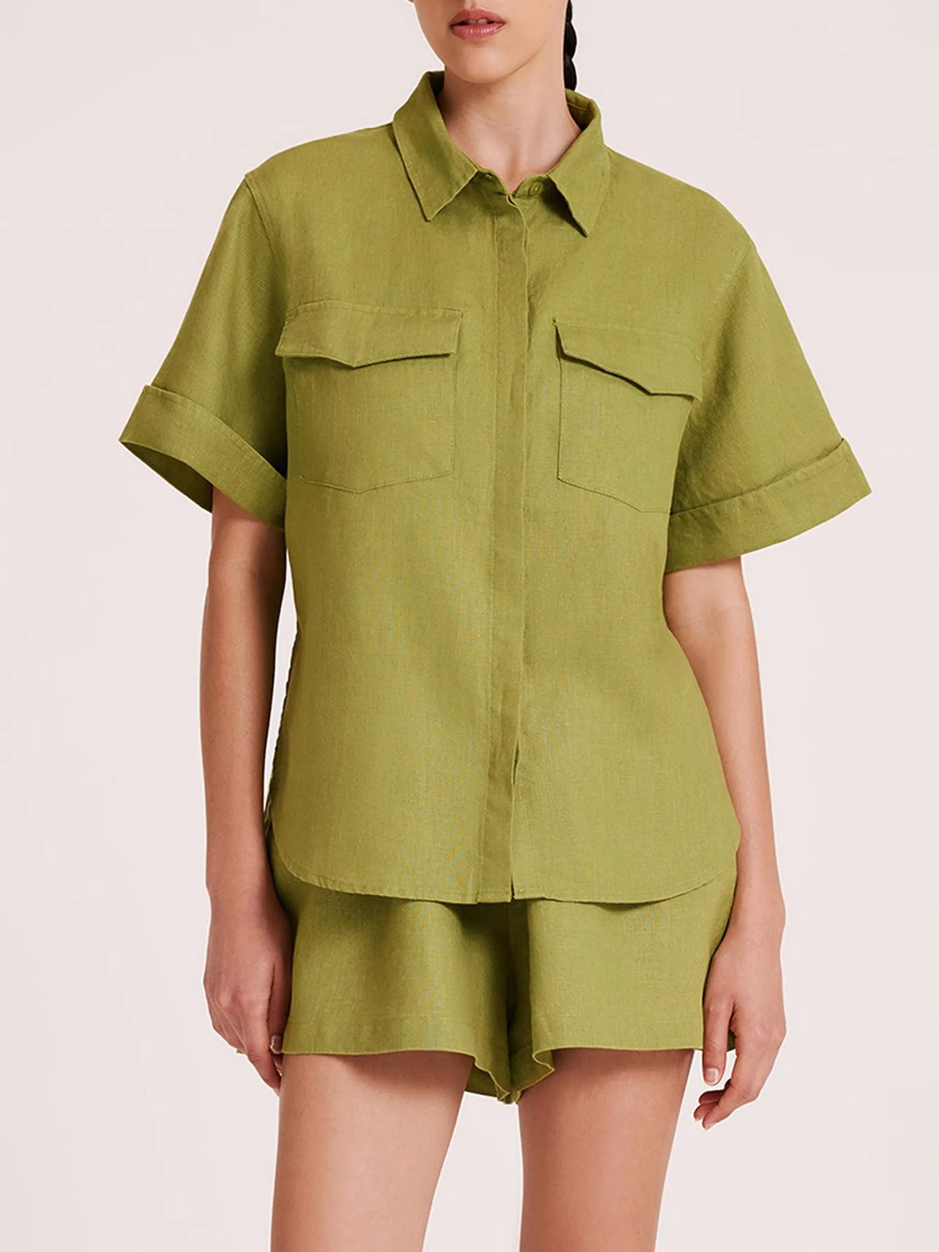 Desi Linen Shirt in Fern