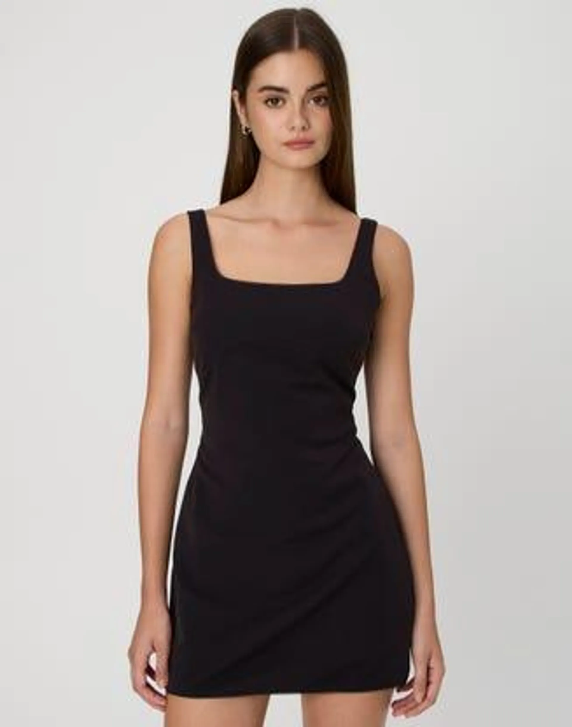 Picot Trim Tailored Mini Dress