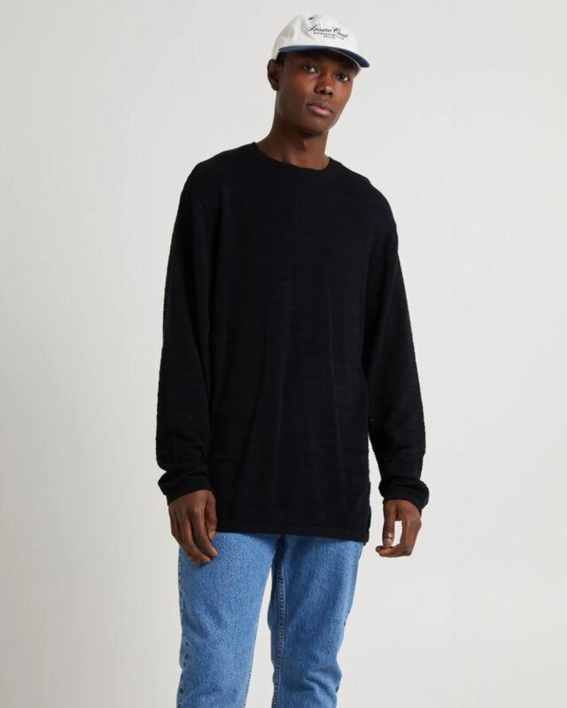 Geo Knit Long Sleeve T-Shirt Black