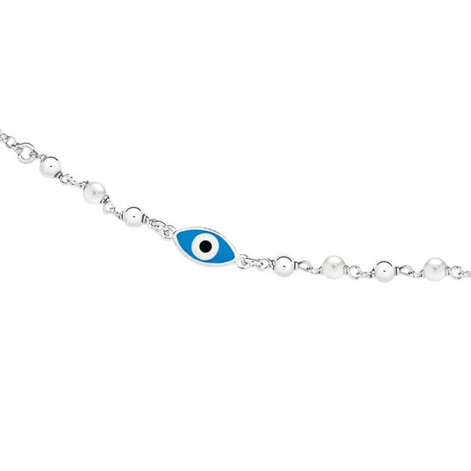 Silver Single Blue Evil Eye Bracelet